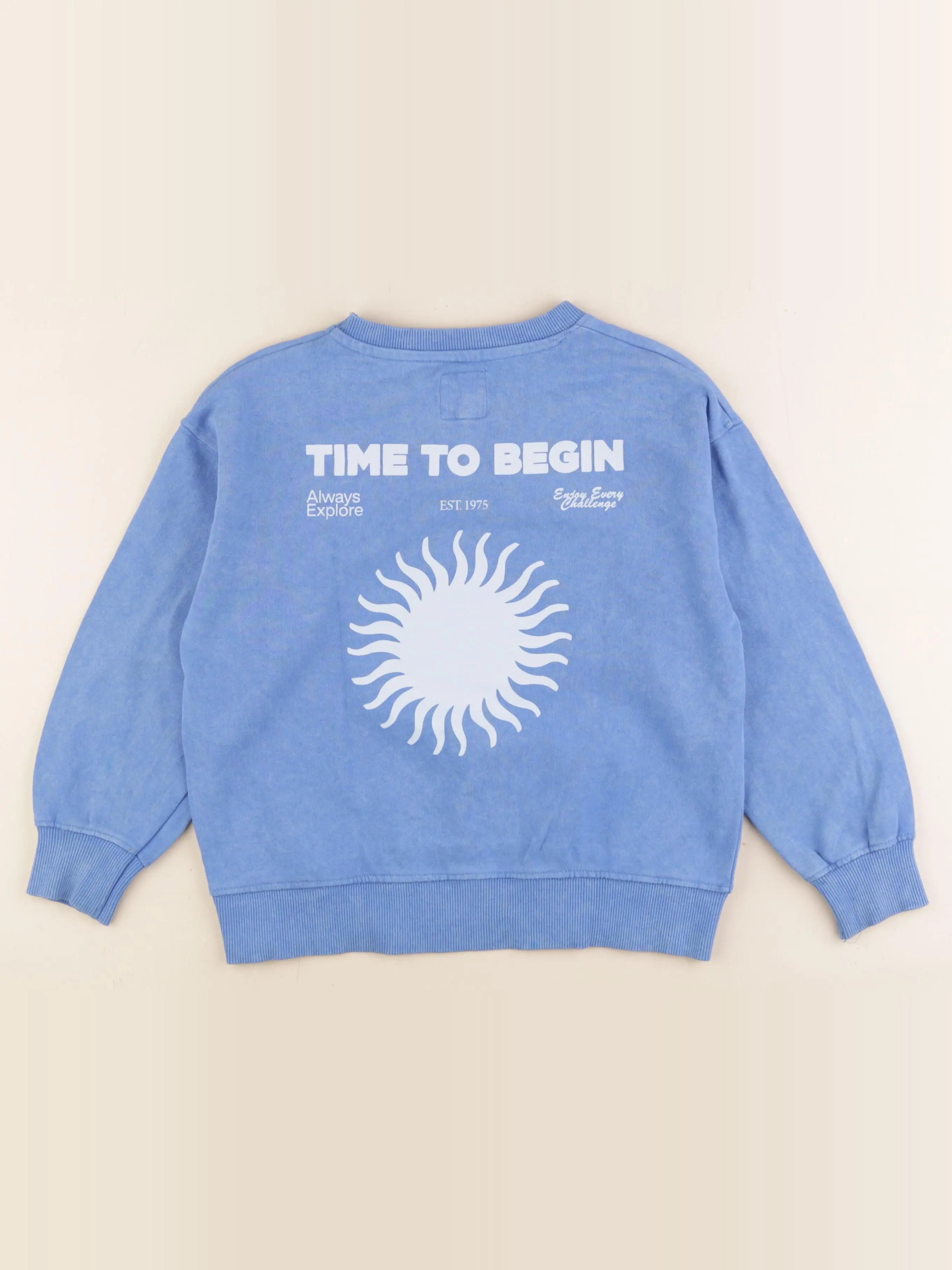 Zara - sweat imprimé au dos bleu - 6/7 ans