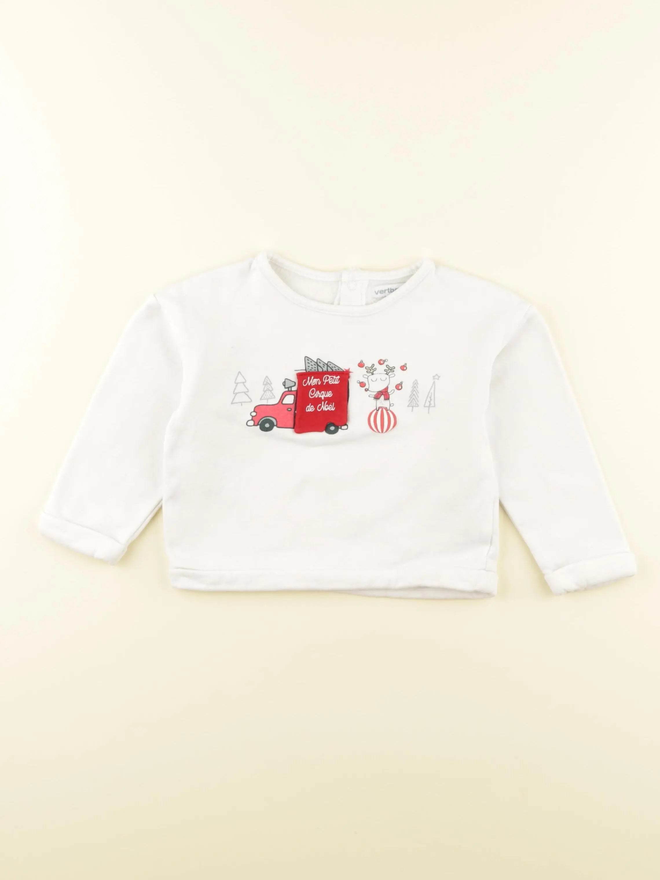 Vertbaudet - sweat blanc - 18 mois