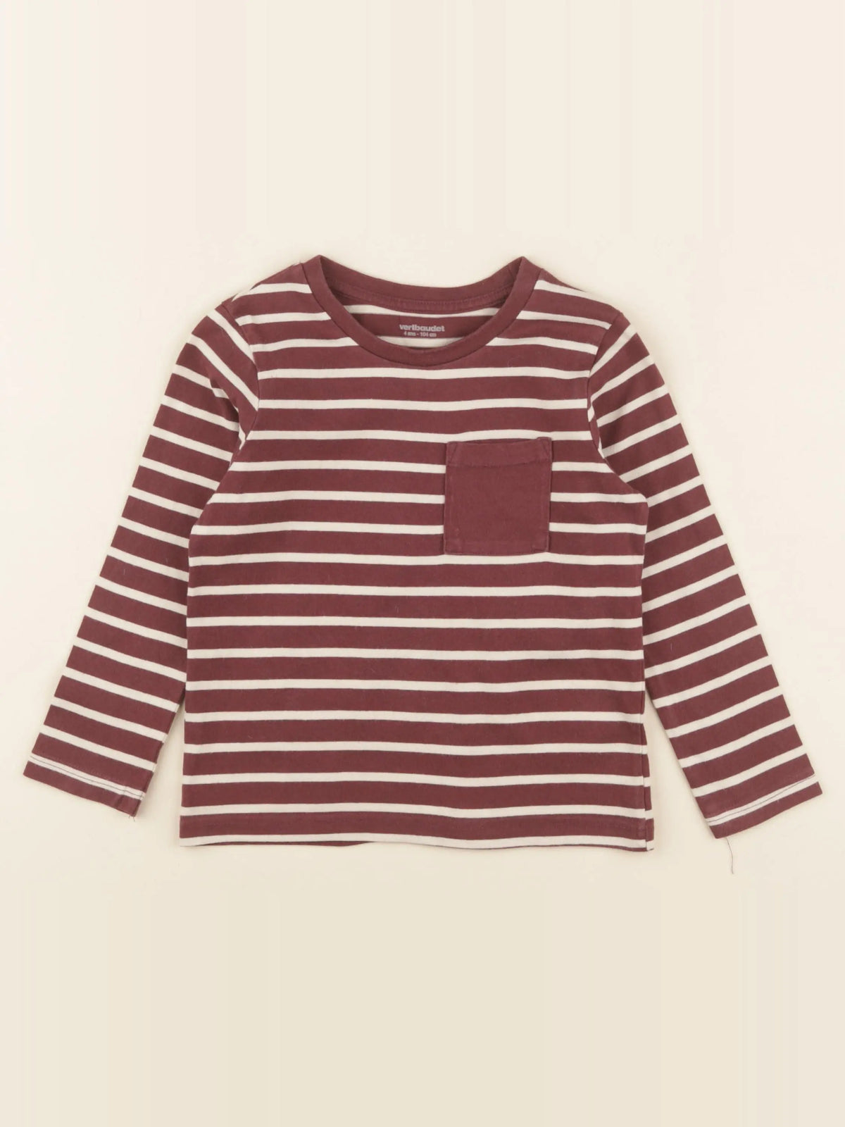 Vertbaudet - tee-shirt beige, rouge - 4 ans