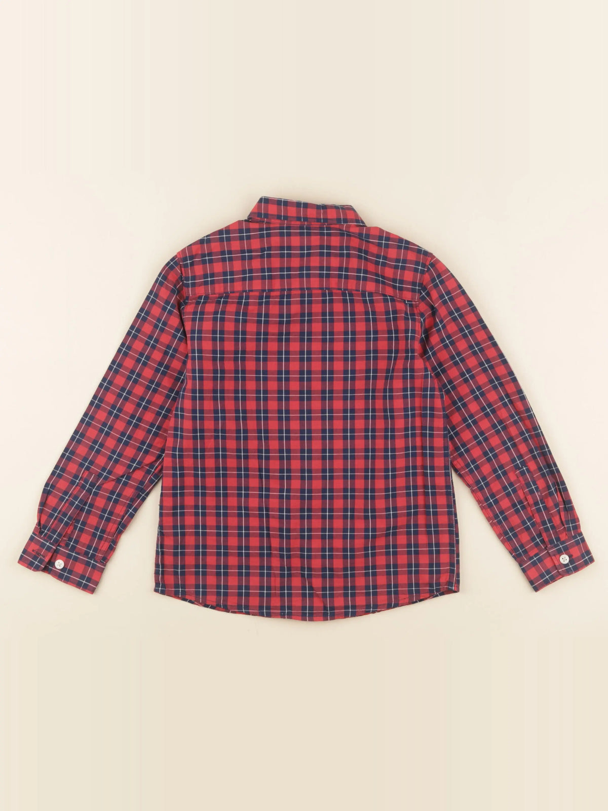H&M - chemise rouge, bleu - 7/8 ans