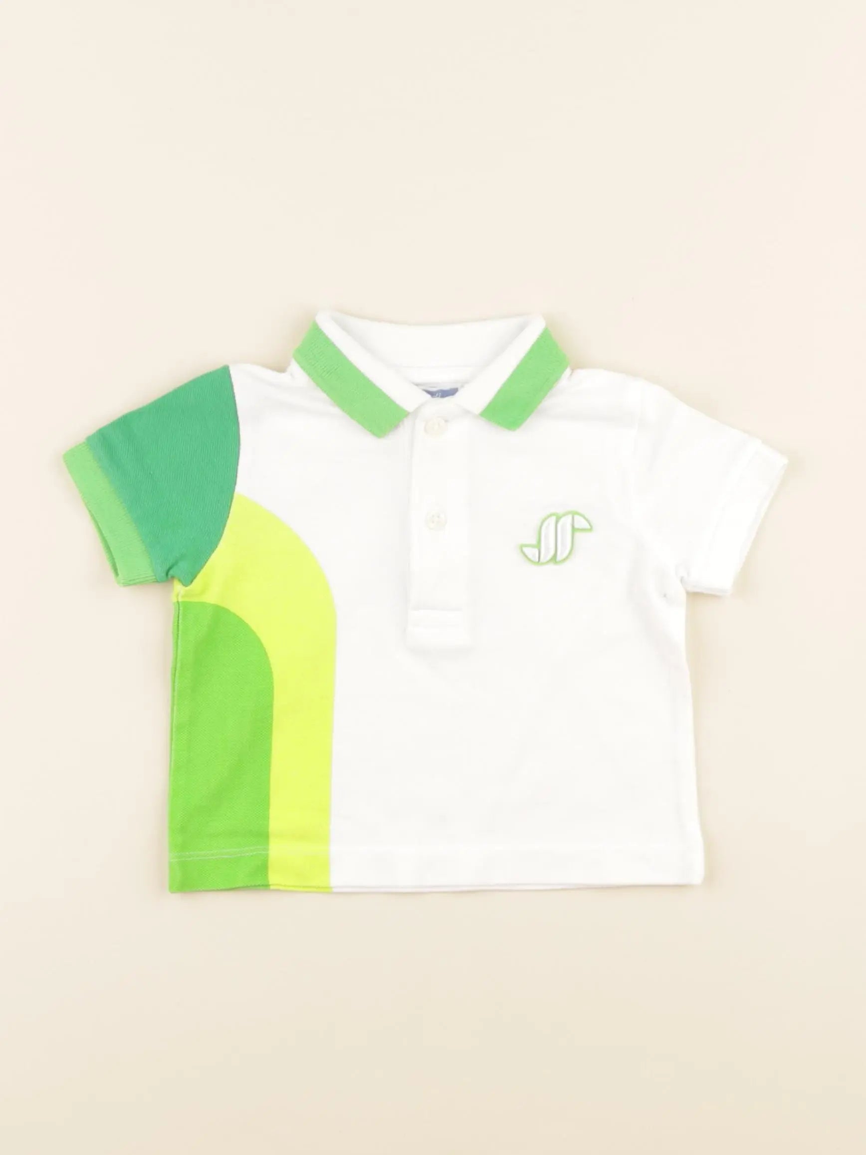 Jacadi - polo blanc, vert - 6 mois