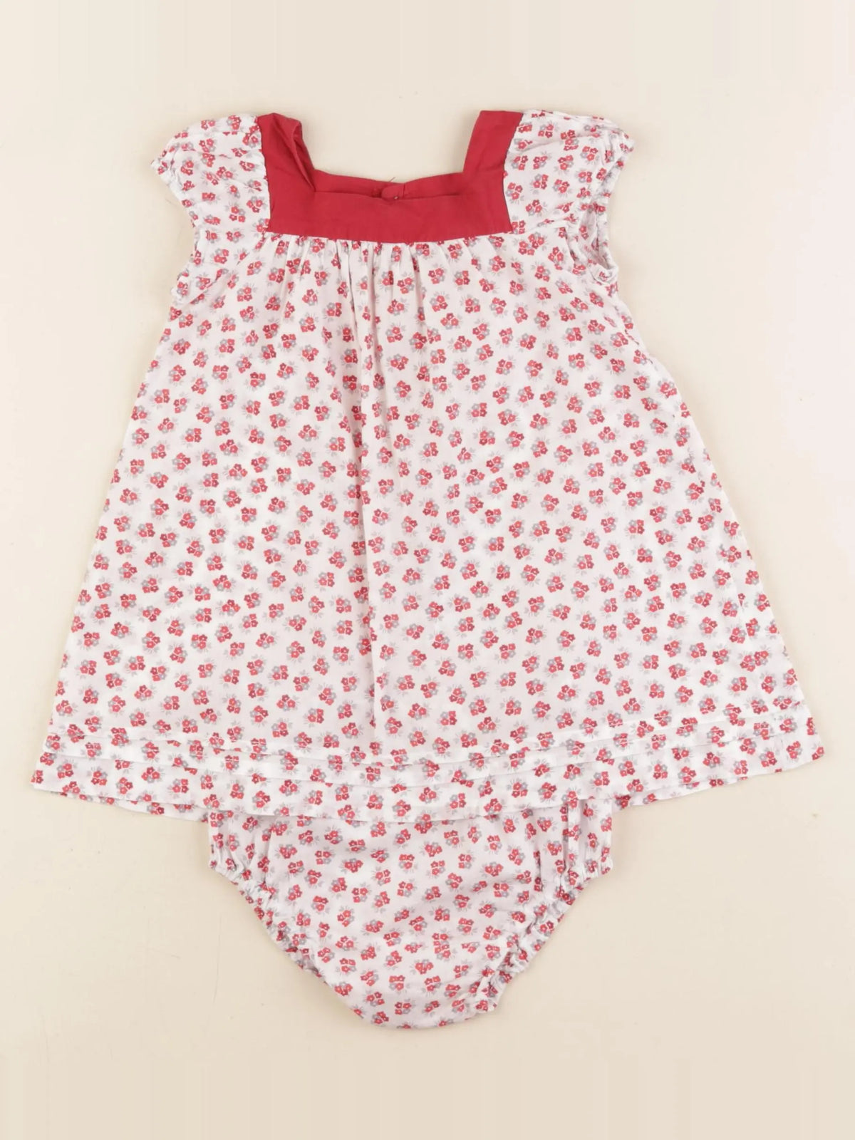 Jacadi - robe rouge, blanc - 6 mois