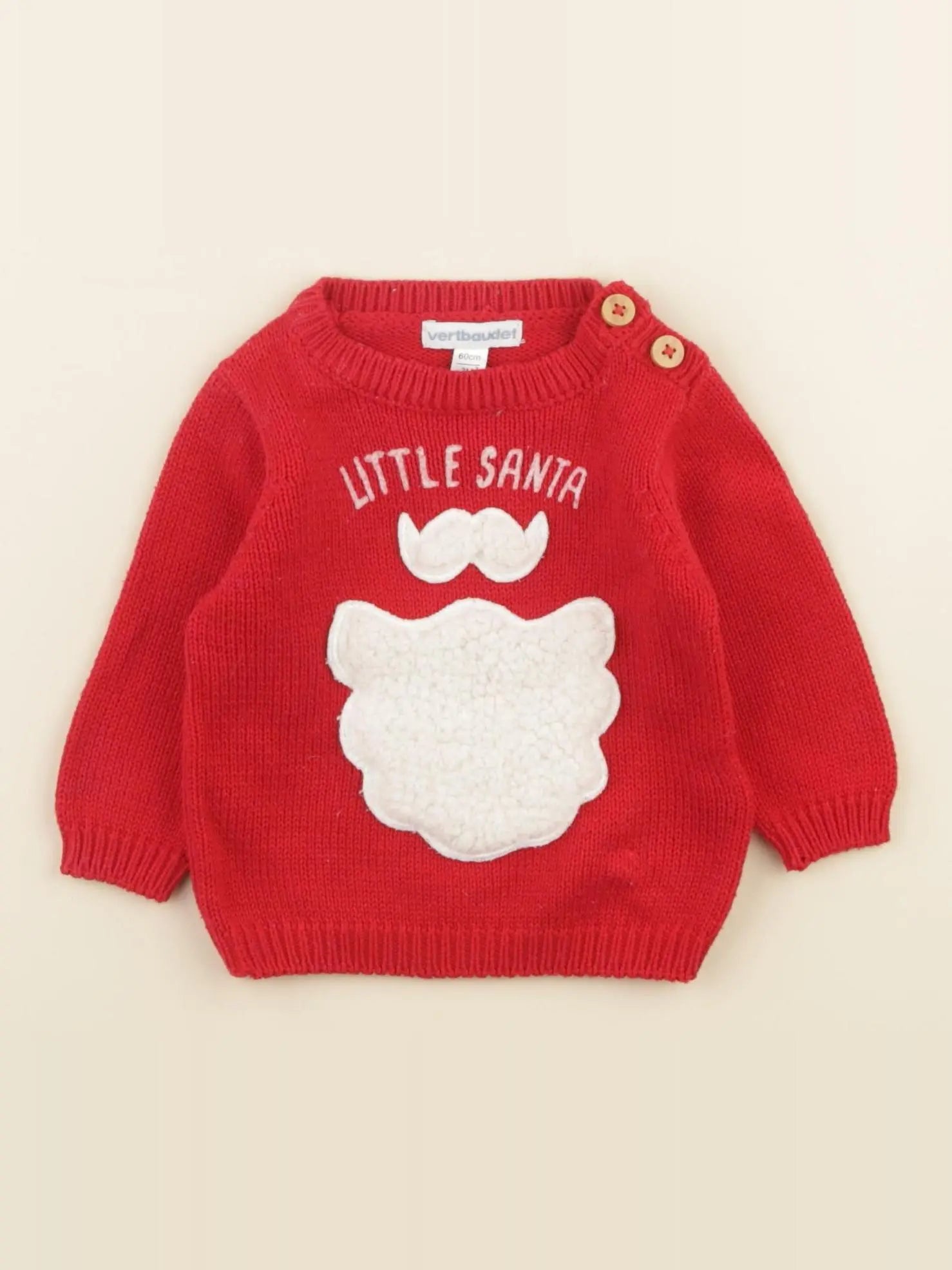 Vertbaudet - pull rouge - 3 mois