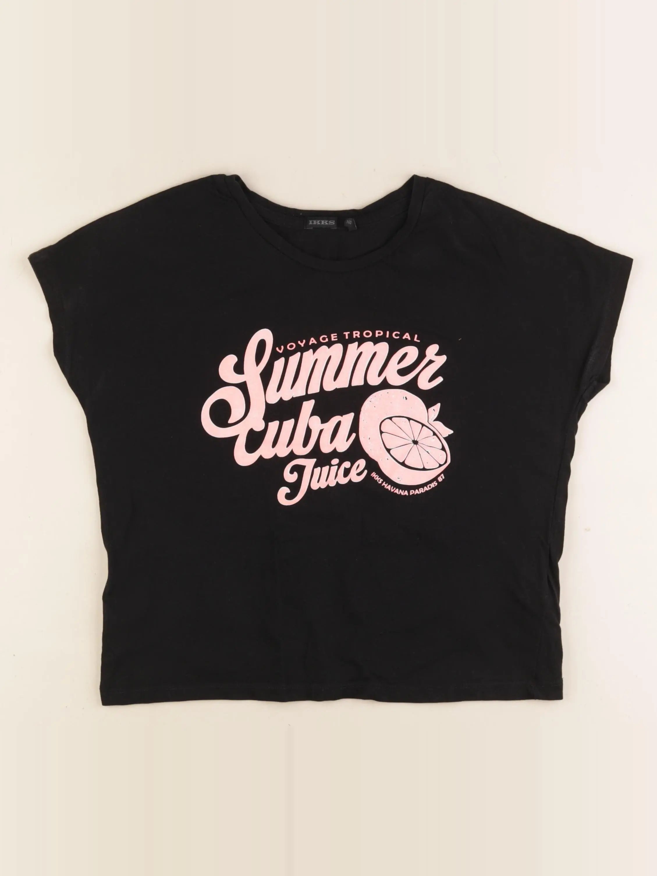 IKKS - tee-shirt noir, rose - 10 ans