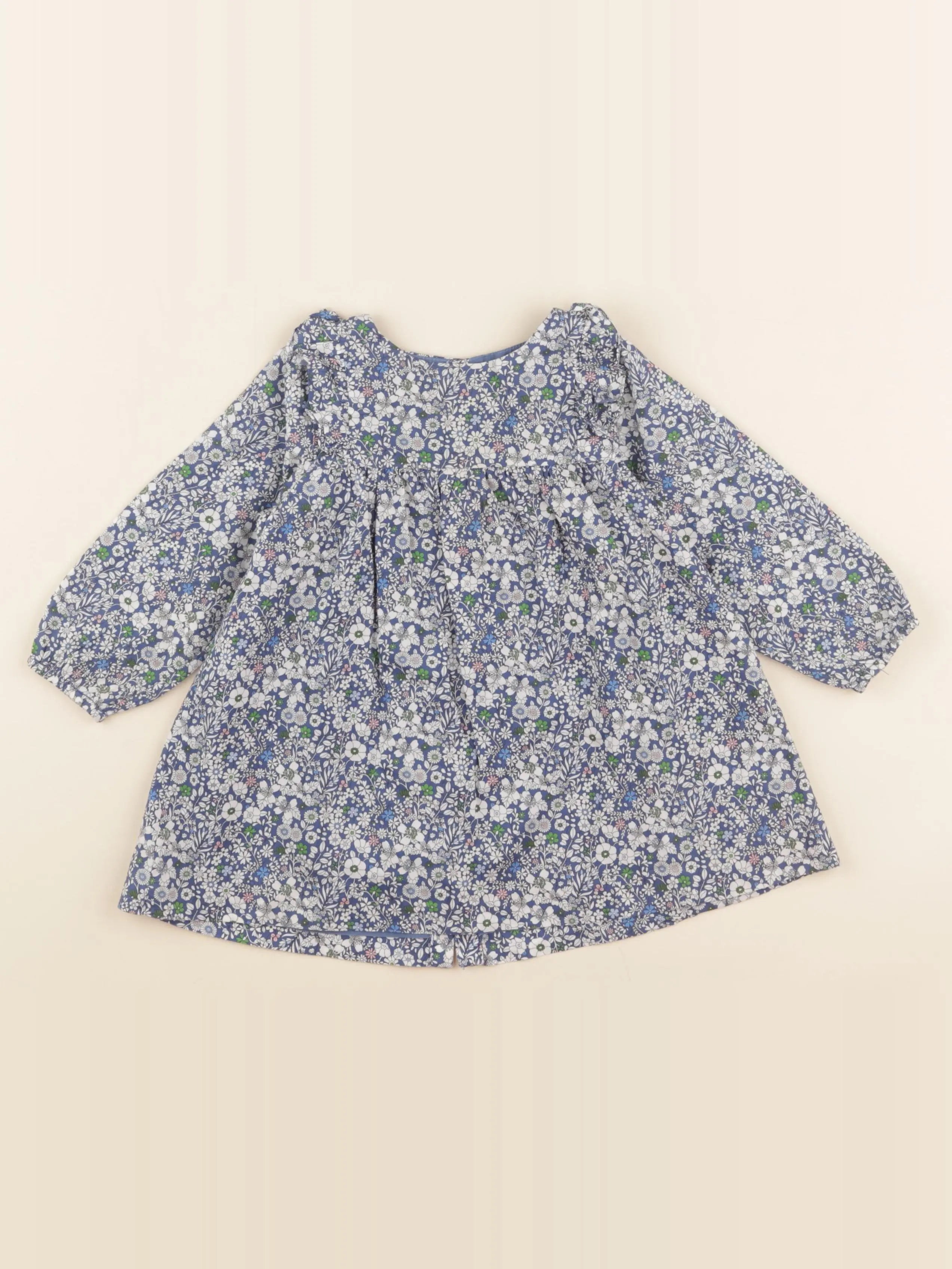 Jacadi - robe liberty bleu, blanc - 18 mois