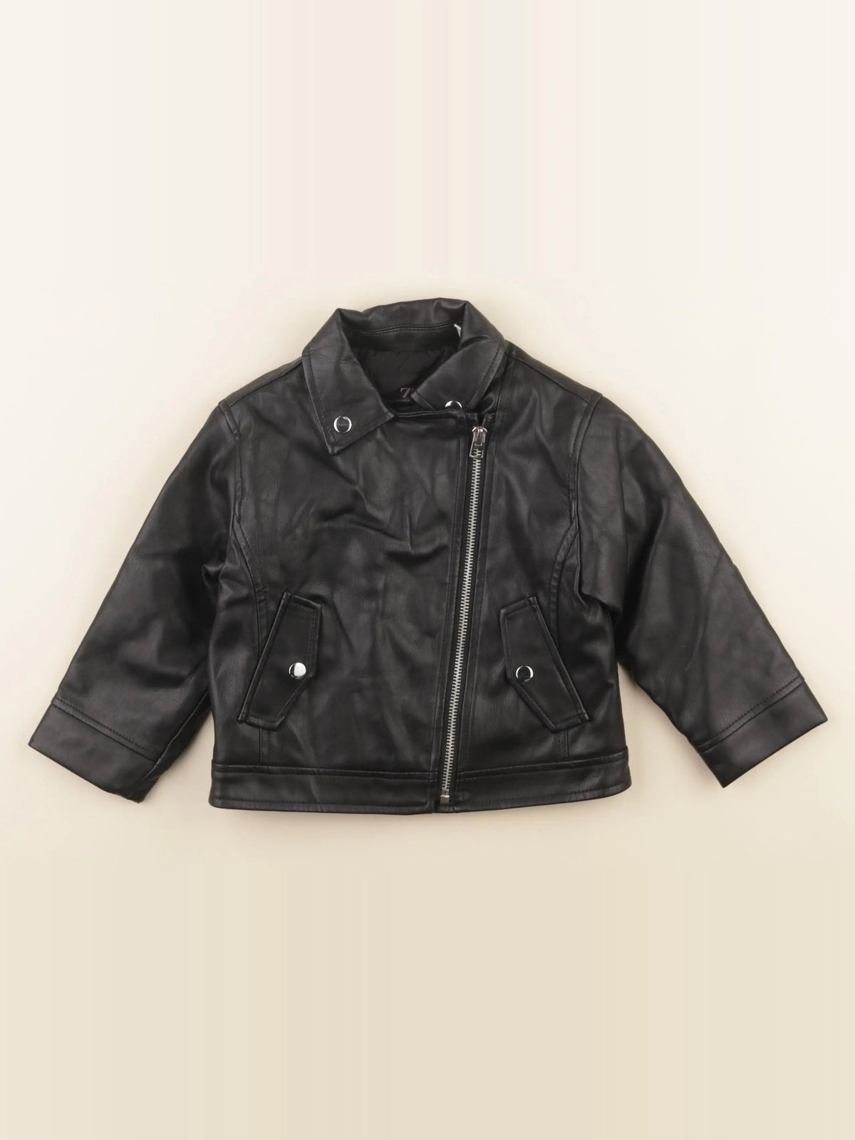 Zara - veste simili cuir noir - 18/24 mois