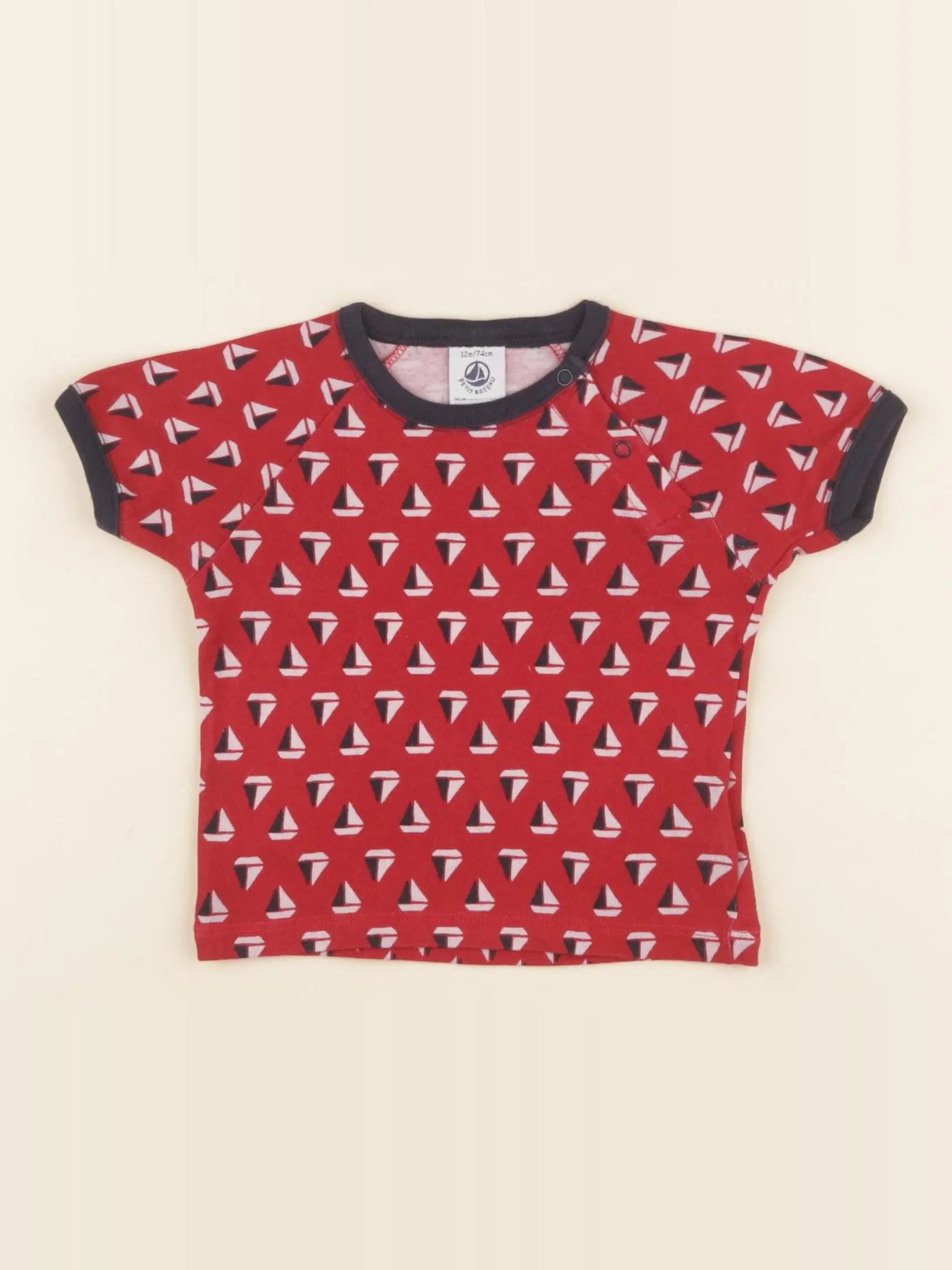 Petit Bateau - tee-shirt rouge - 12 mois