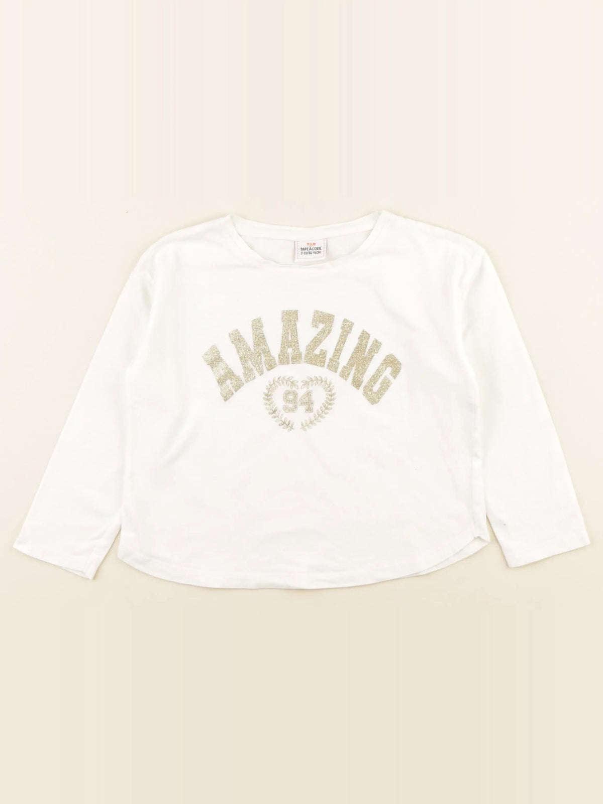 Tape à l'oeil - tee-shirt coton blanc, or - 2/3 ans