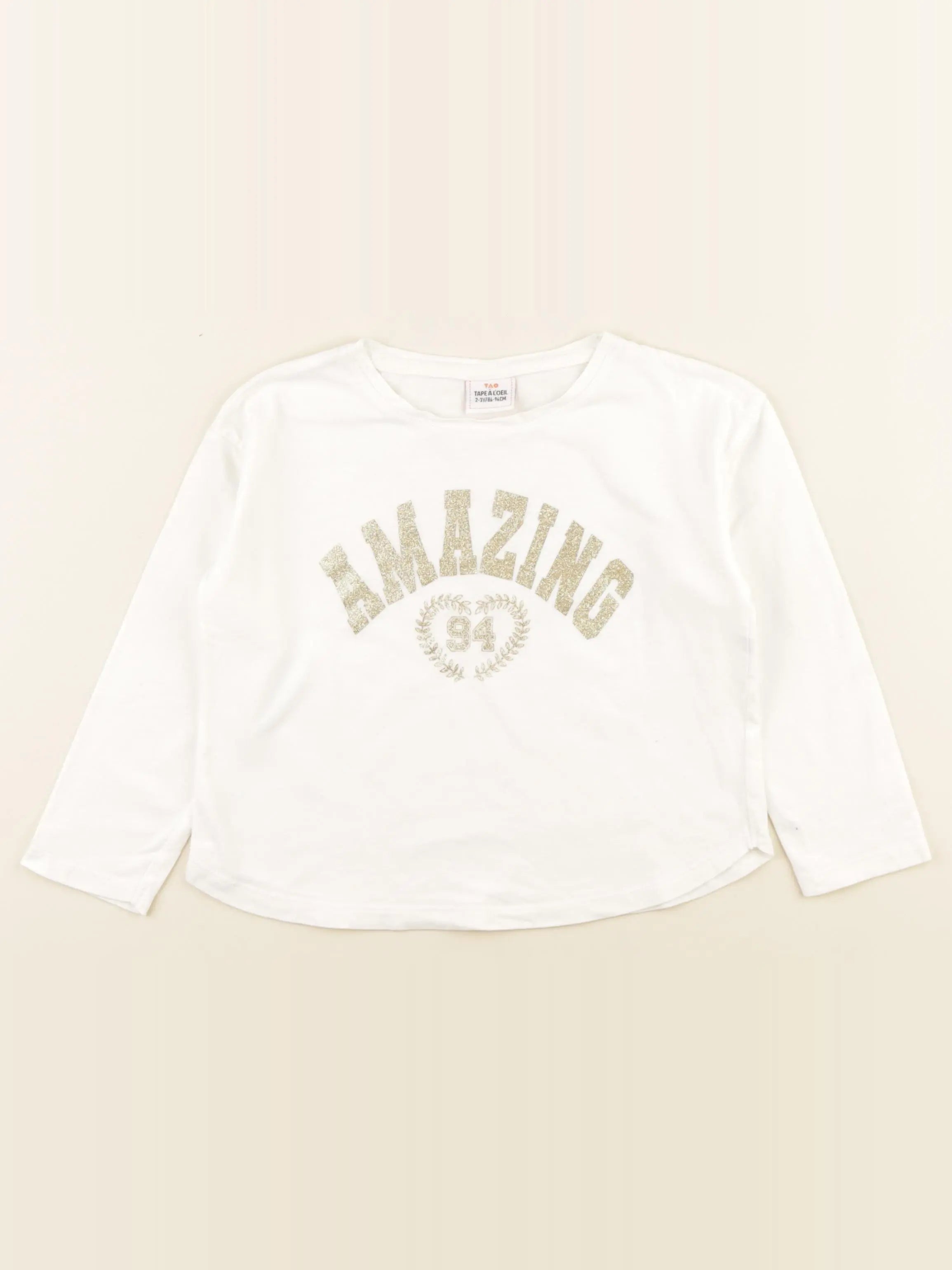 Tape à l'oeil - tee-shirt coton blanc, or - 2/3 ans