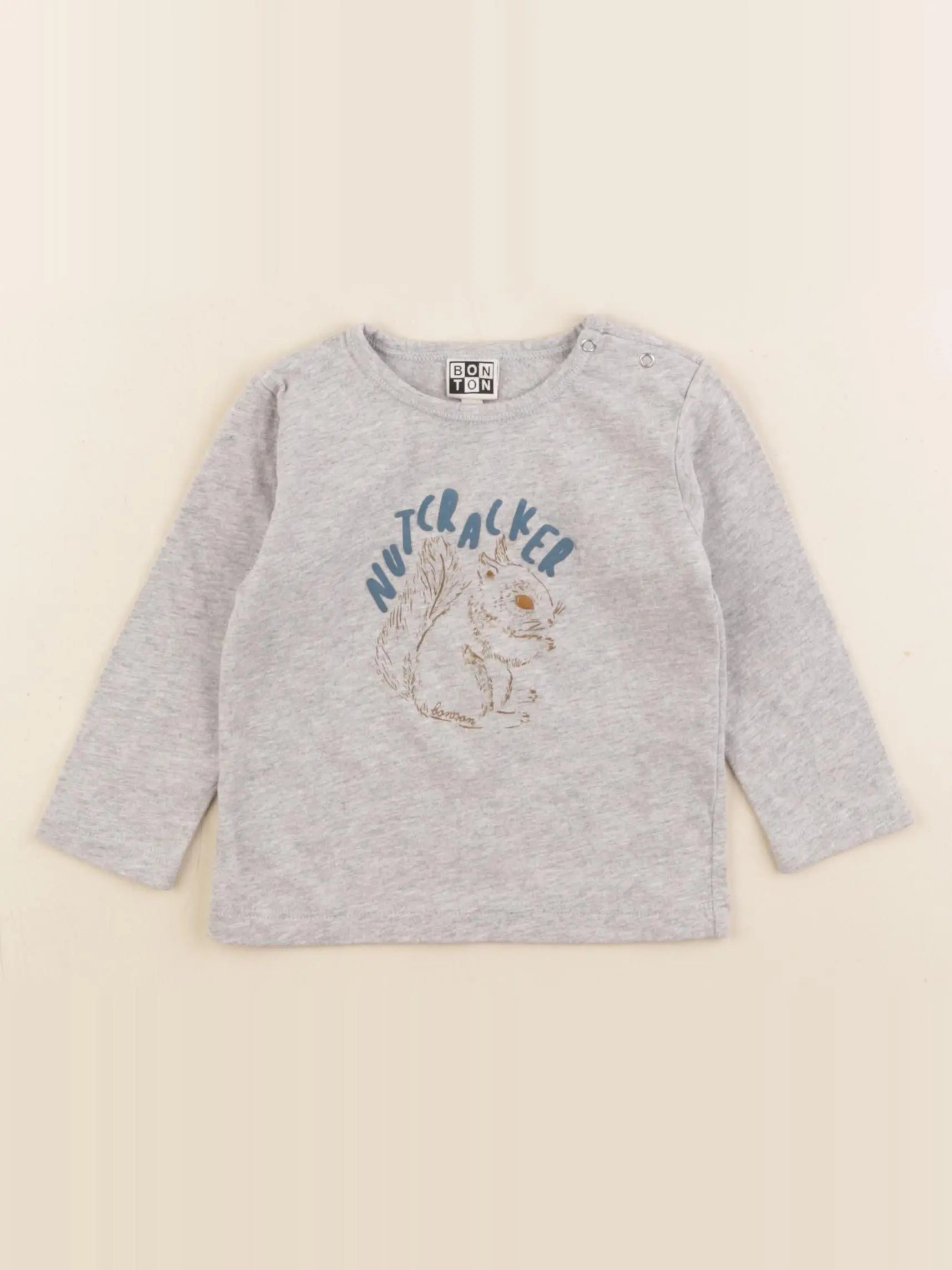 Bonton - tee-shirt blanc, gris - 6 mois