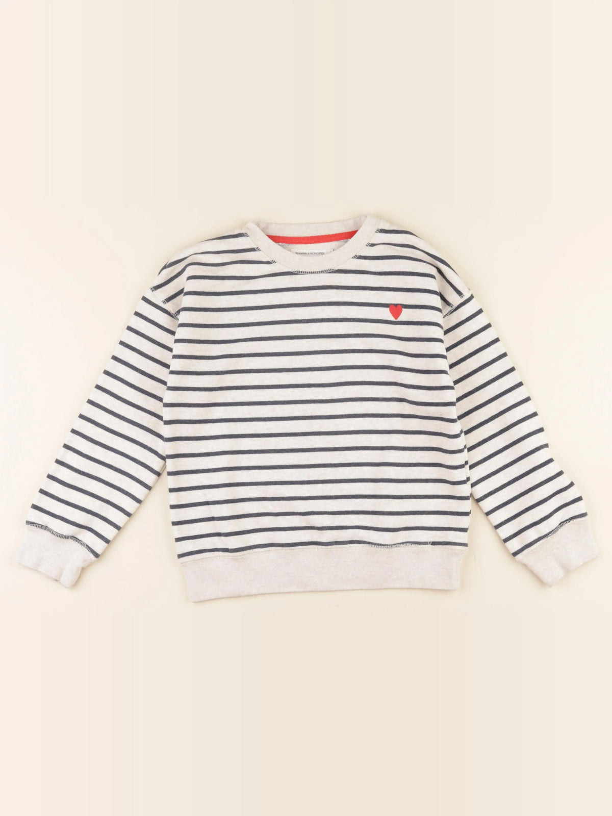 Monoprix - sweat bleu, beige - 10 ans