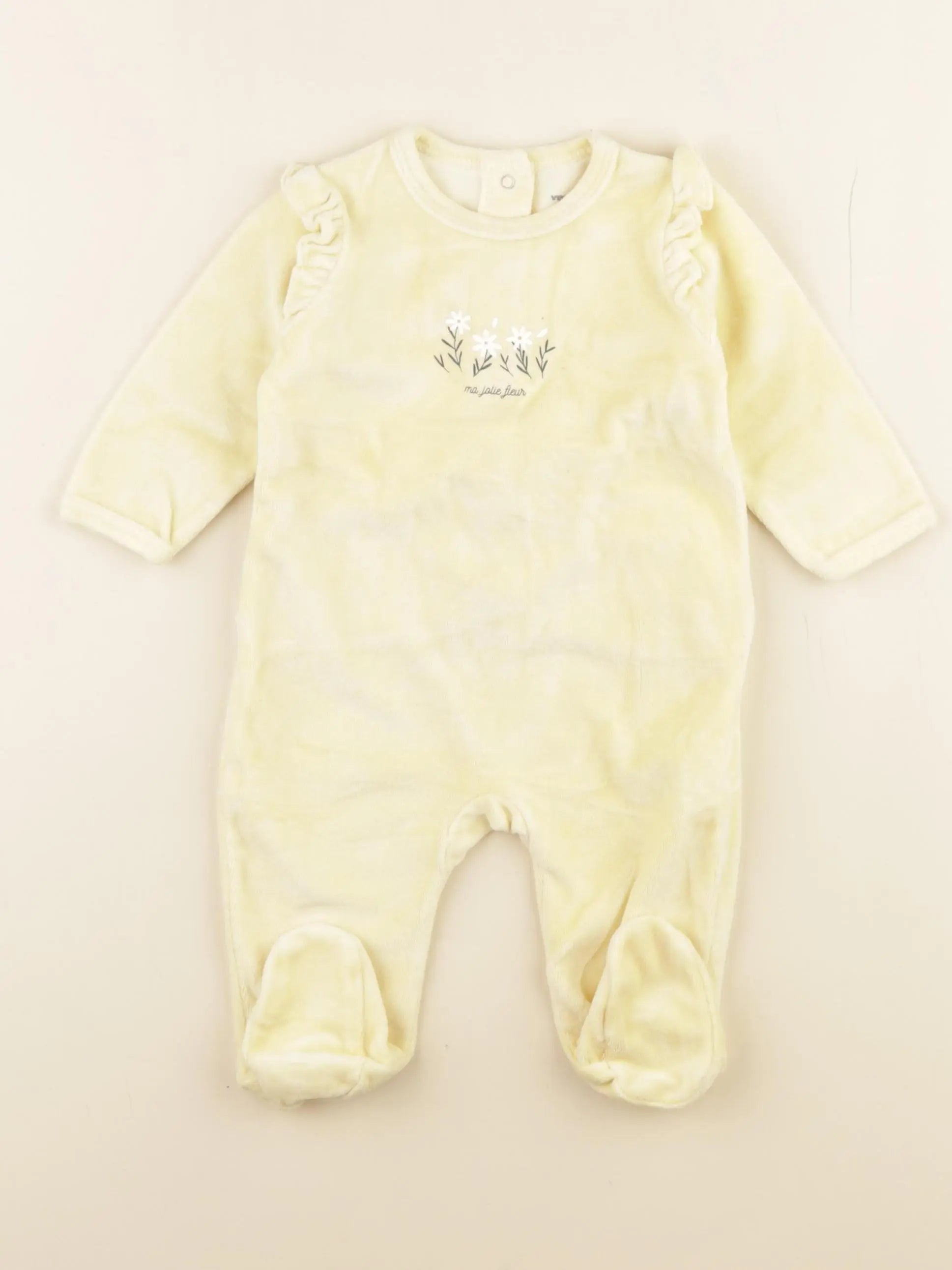 Vertbaudet - pyjama velours jaune - 6 mois