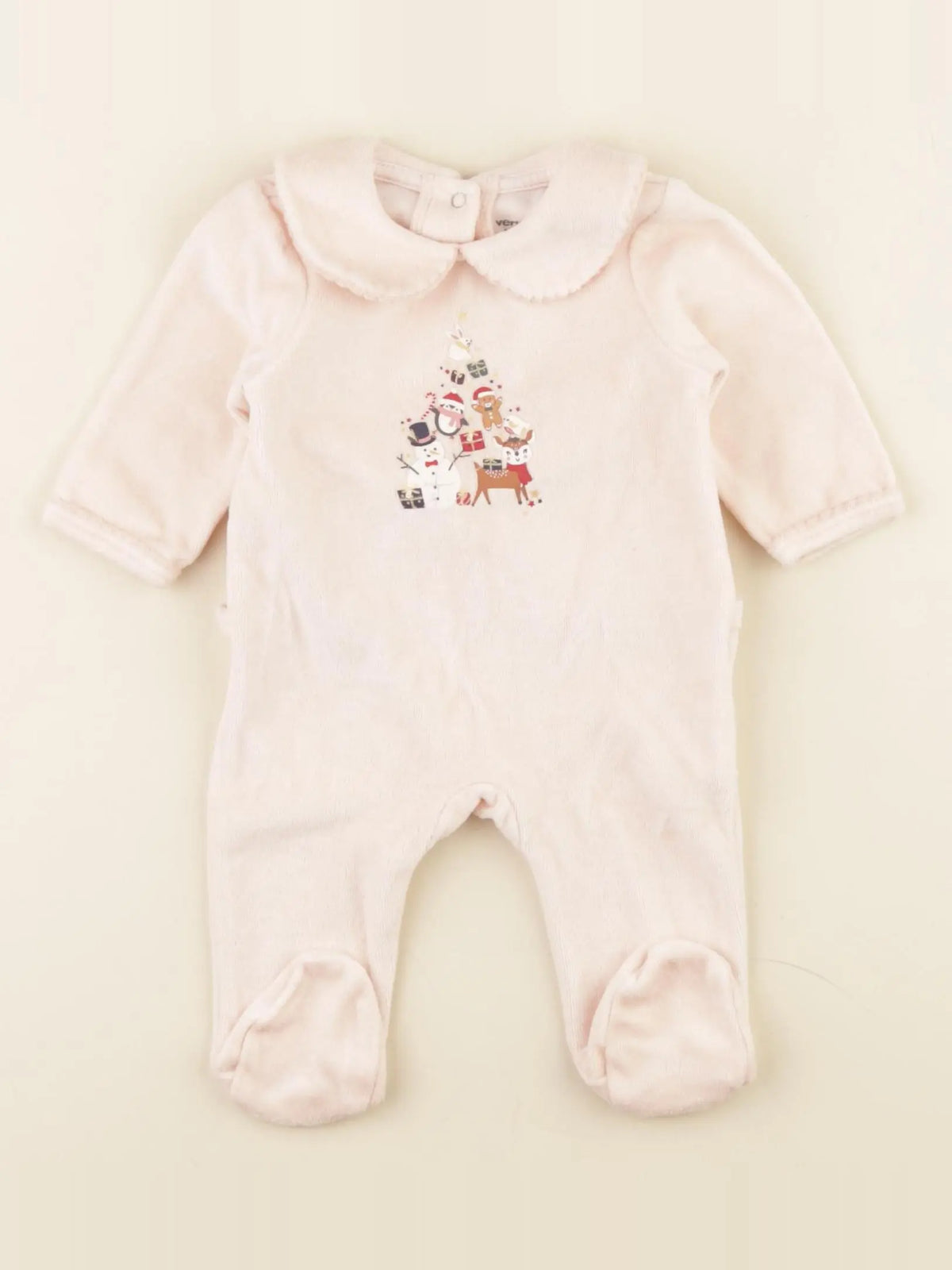 Vertbaudet - pyjama velours rose - 1 mois