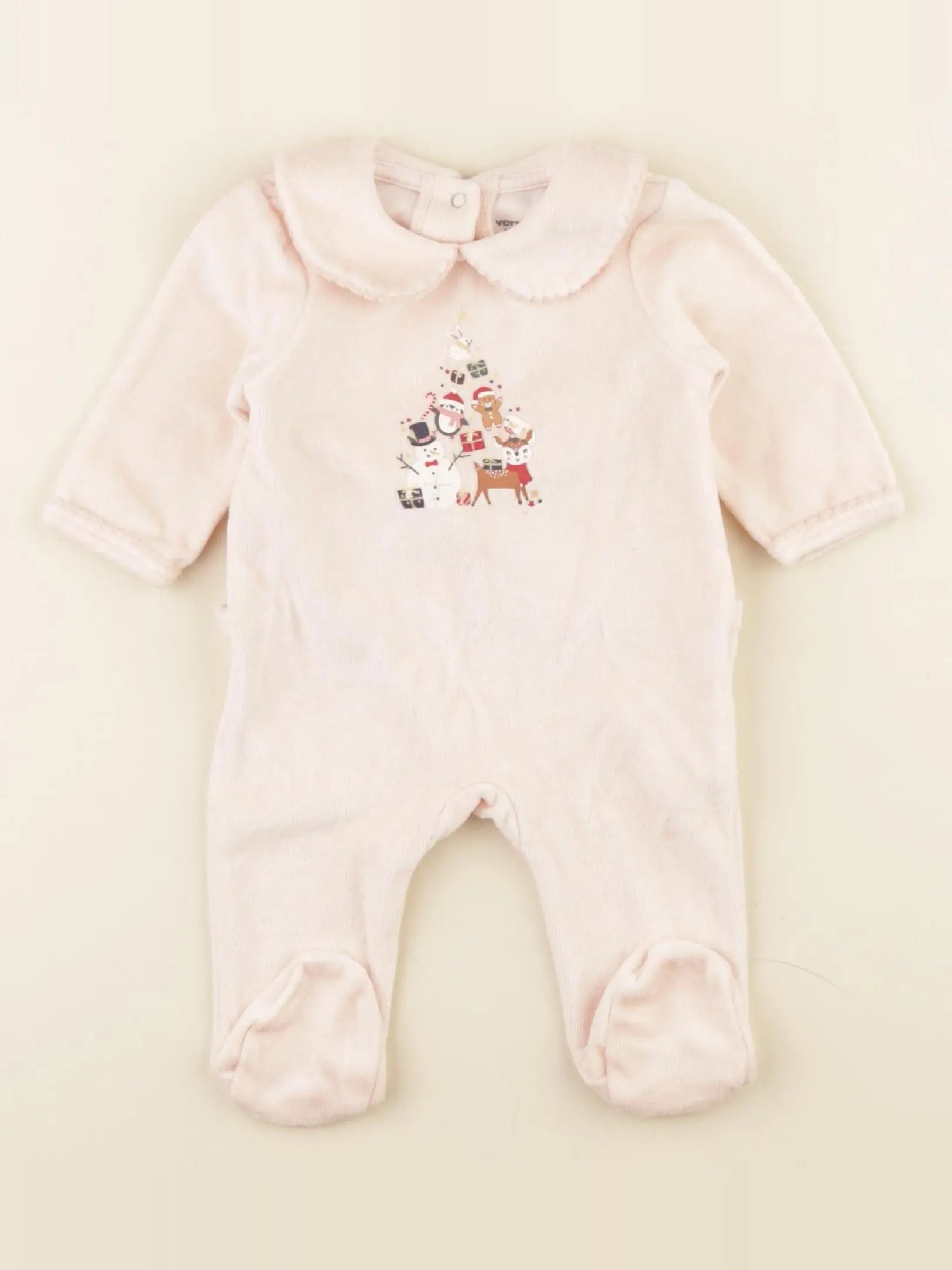 Vertbaudet - pyjama velours rose - 1 mois