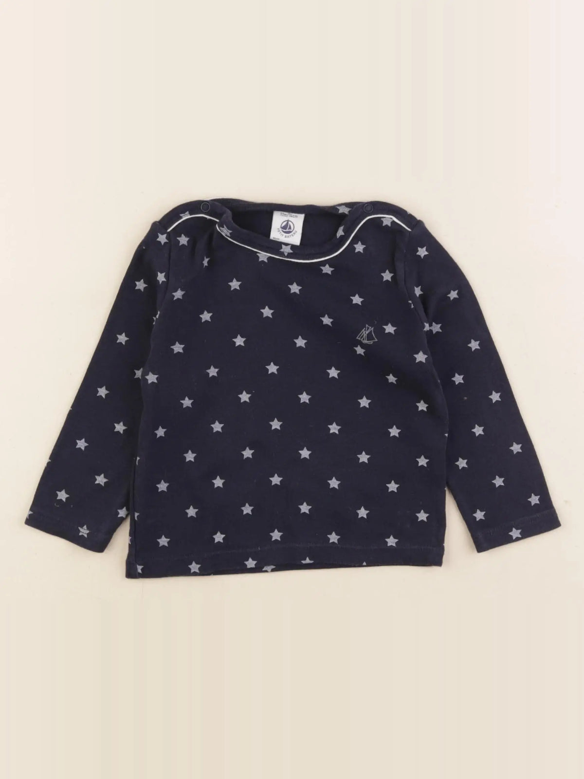 Petit Bateau - tee-shirt bleu - 12 mois