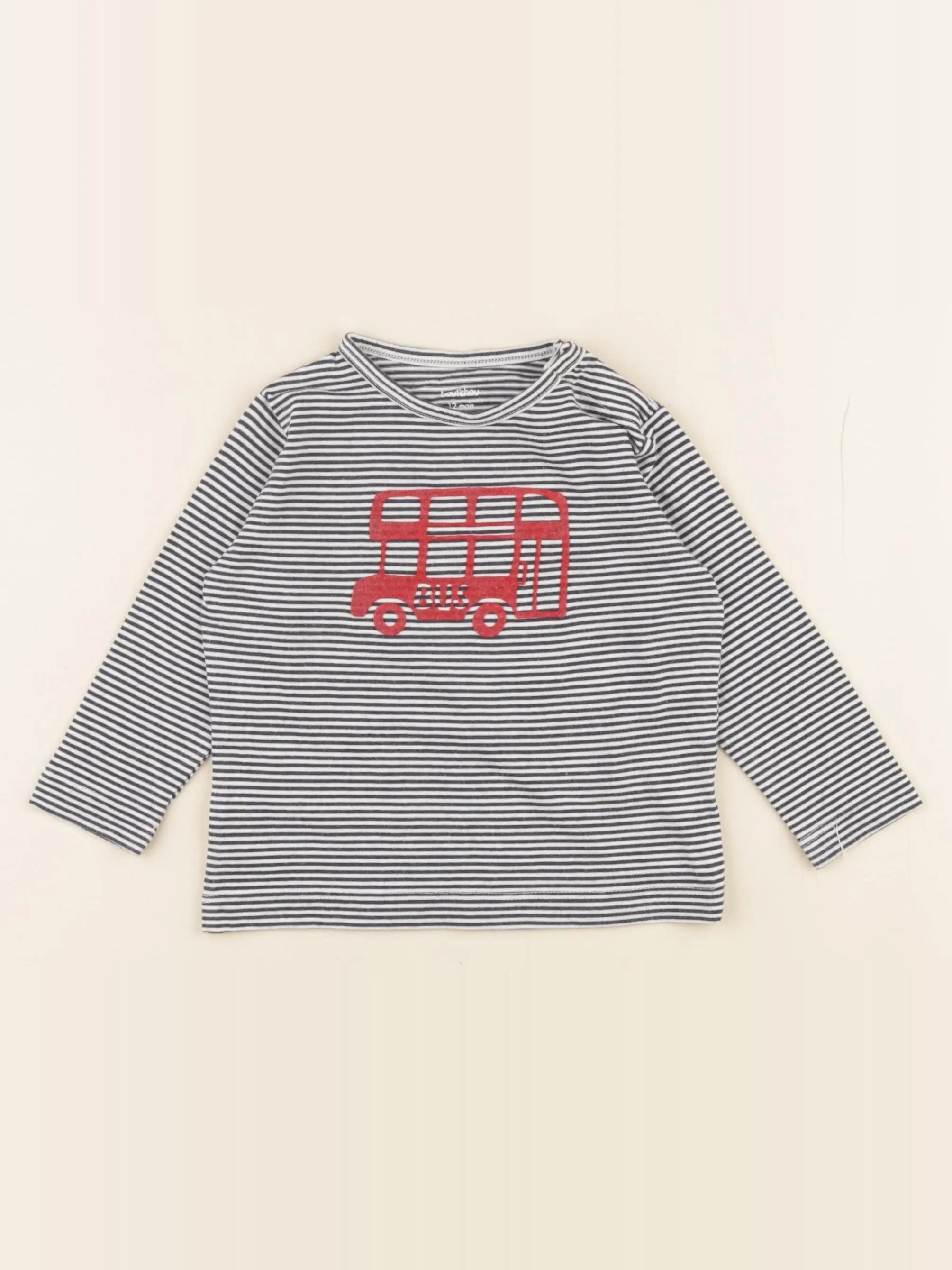 Boutchou - tee-shirt blanc, bleu - 12 mois