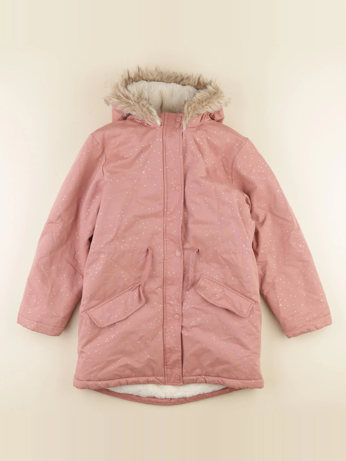 Vertbaudet - parka rose, argent - 14 ans