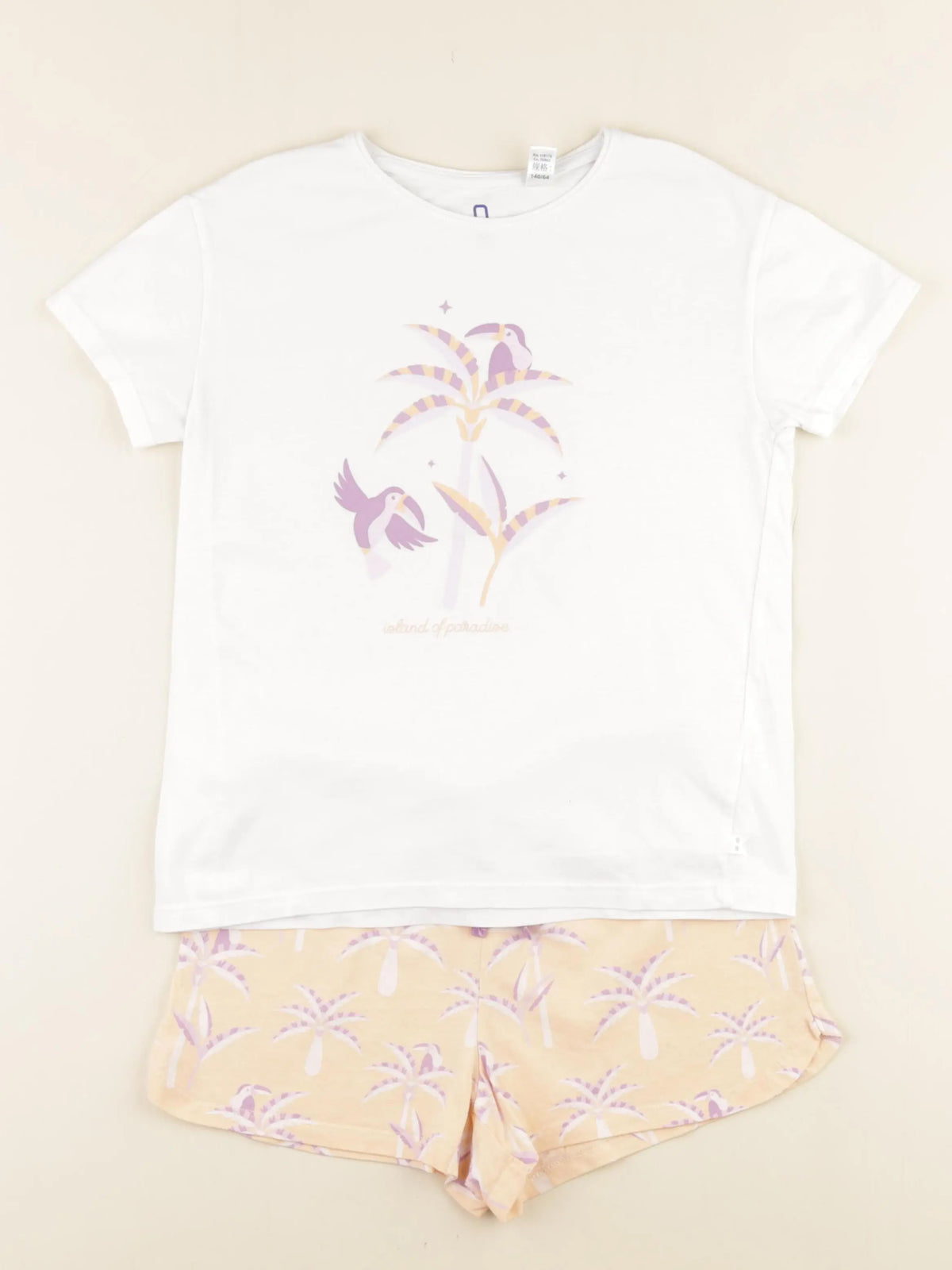 Okaidi - pyjama coton blanc, orange - 10 ans