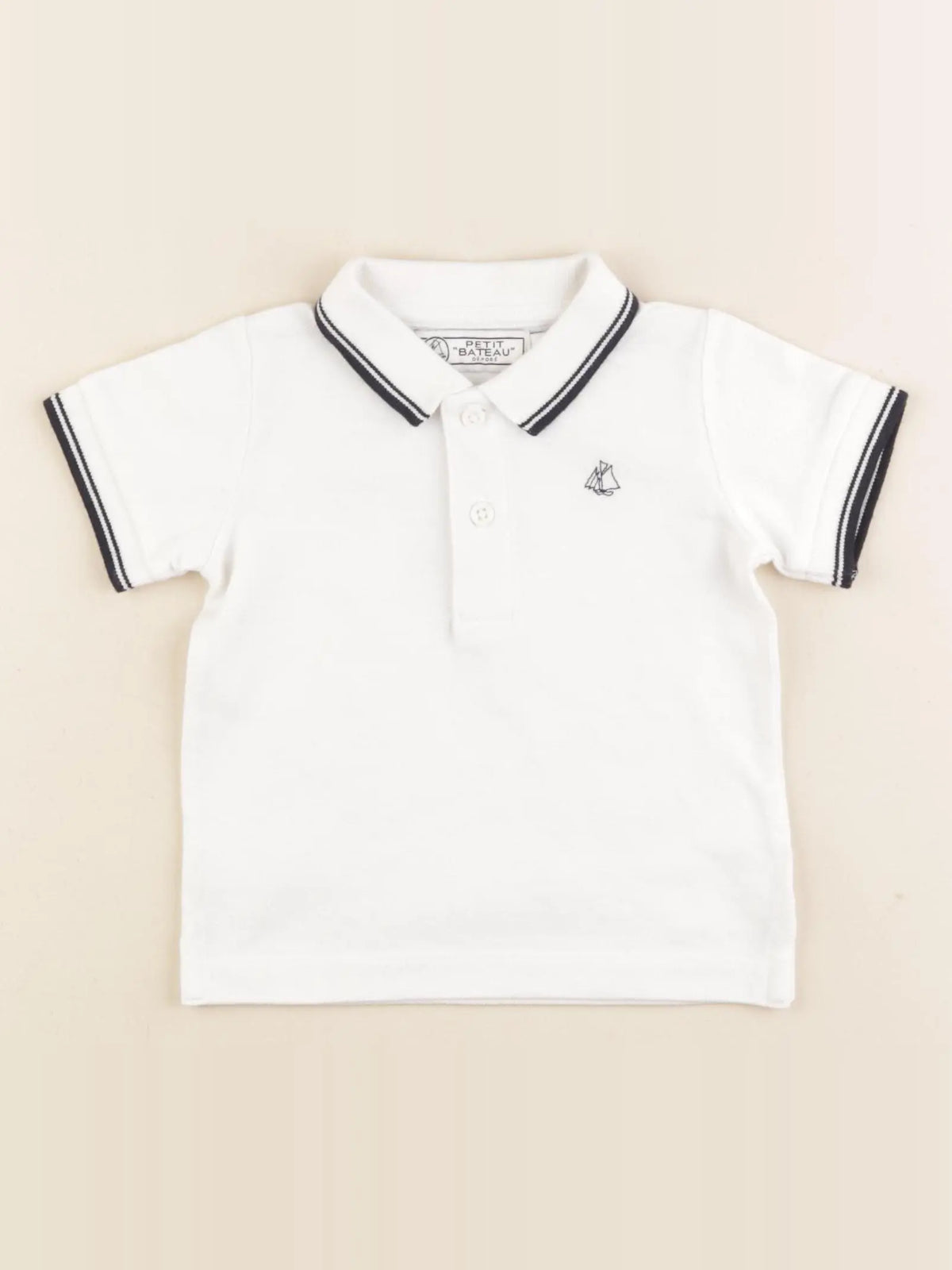 Petit Bateau - polo blanc - 12 mois