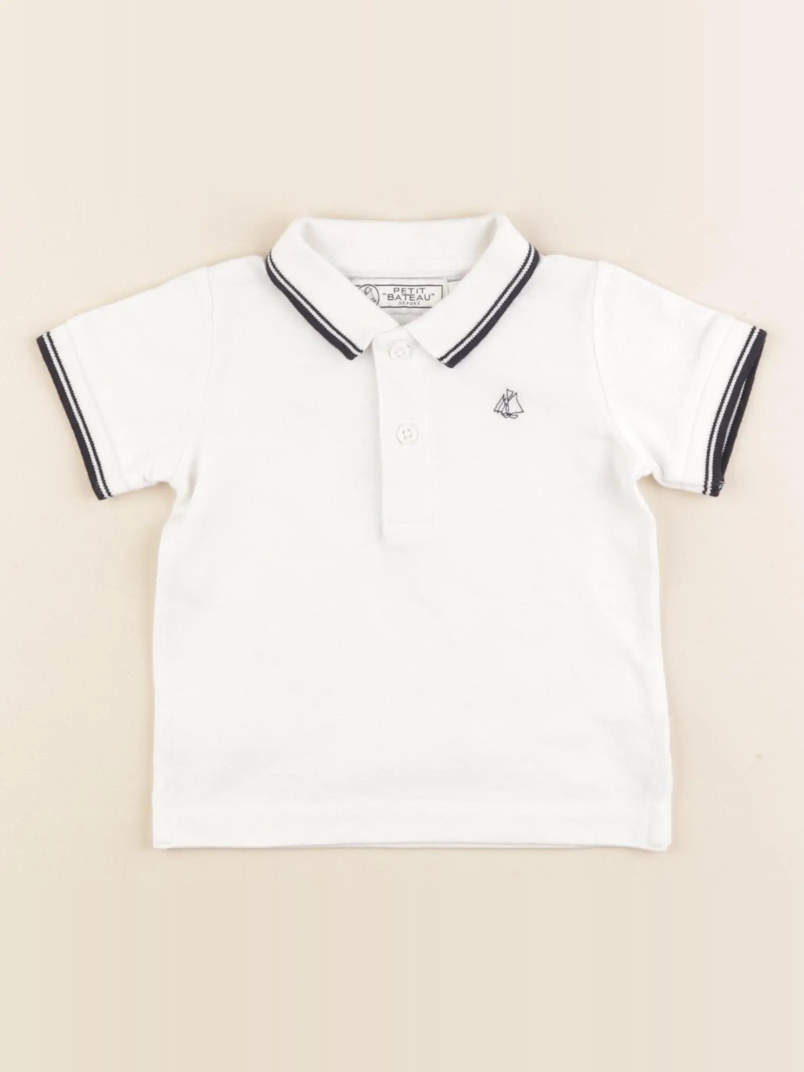 Petit Bateau - polo blanc - 12 mois