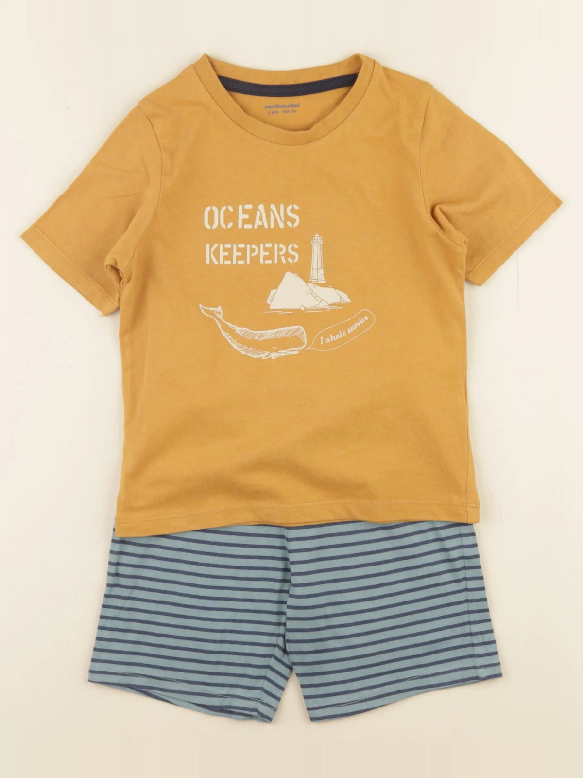 Vertbaudet - pyjama coton bleu, jaune - 4 ans