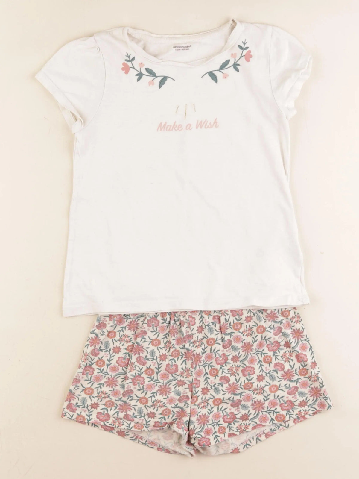 Vertbaudet - pyjama coton beige, or, rose - 8 ans