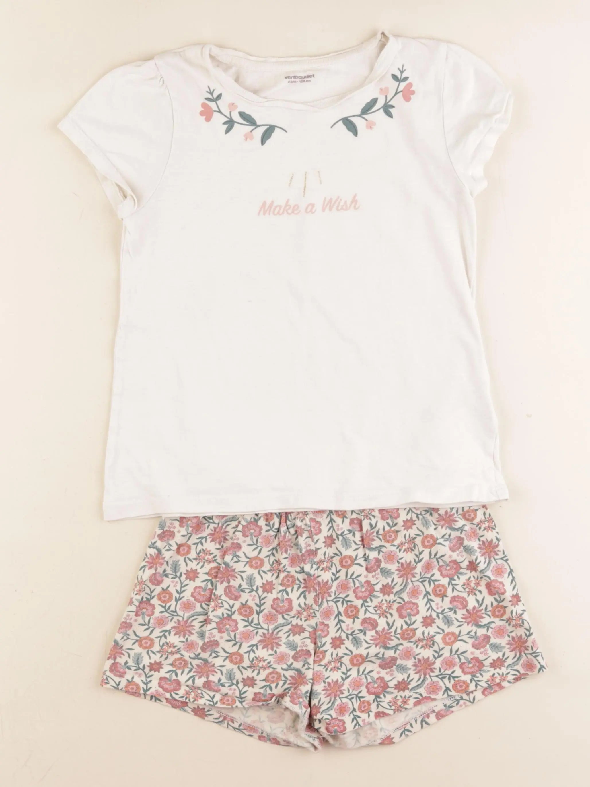 Vertbaudet - pyjama coton beige, or, rose - 8 ans