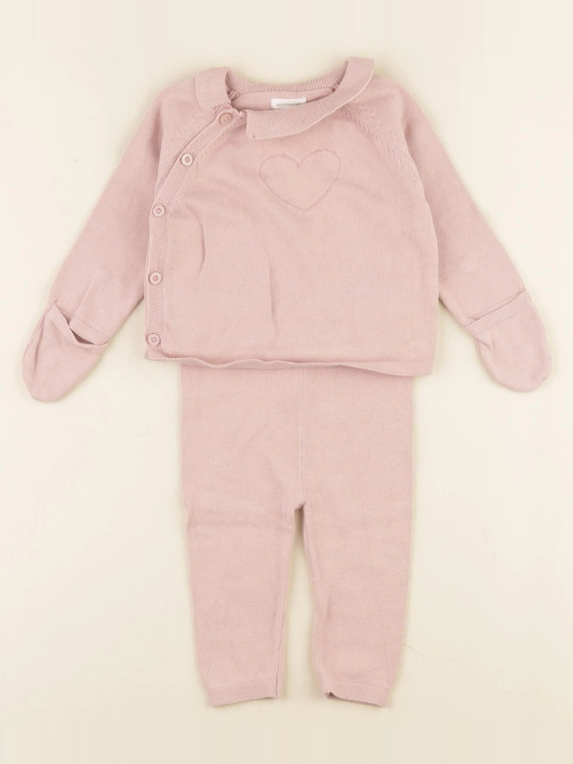 Vertbaudet - ensemble rose - 6 mois