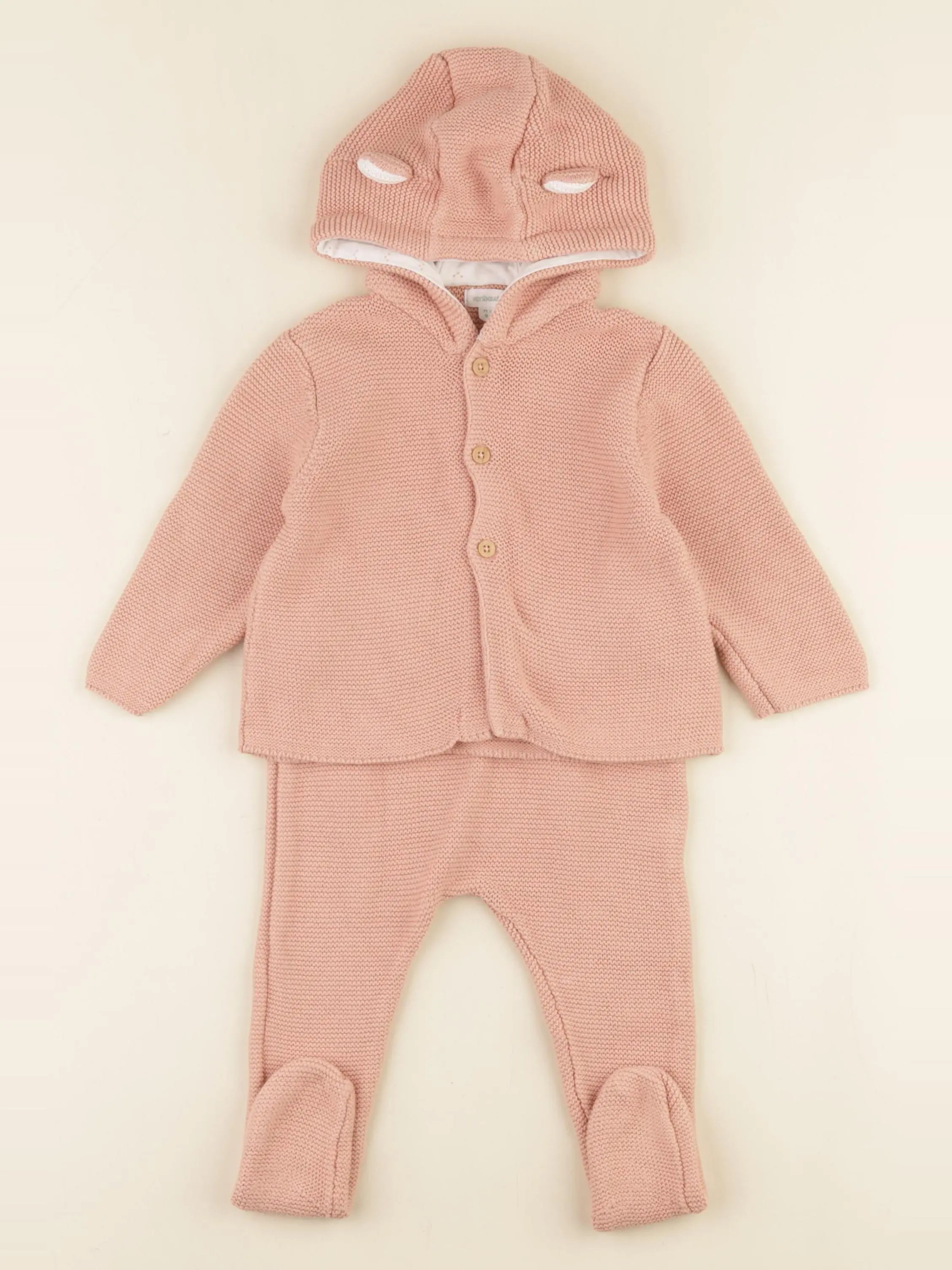 Vertbaudet - ensemble rose - 9 mois