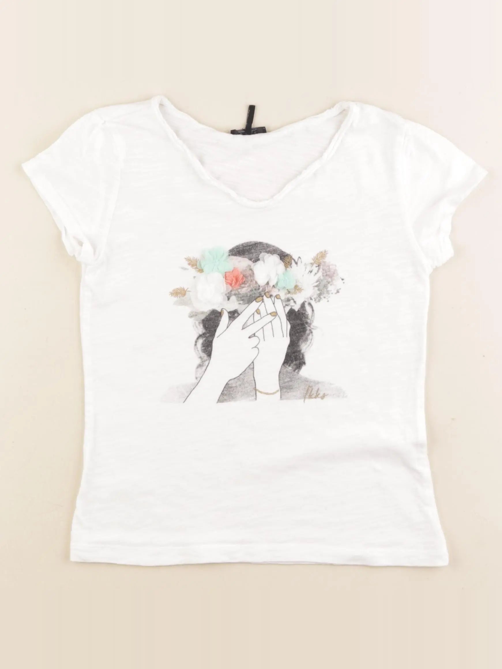 IKKS - tee-shirt blanc - 8 ans