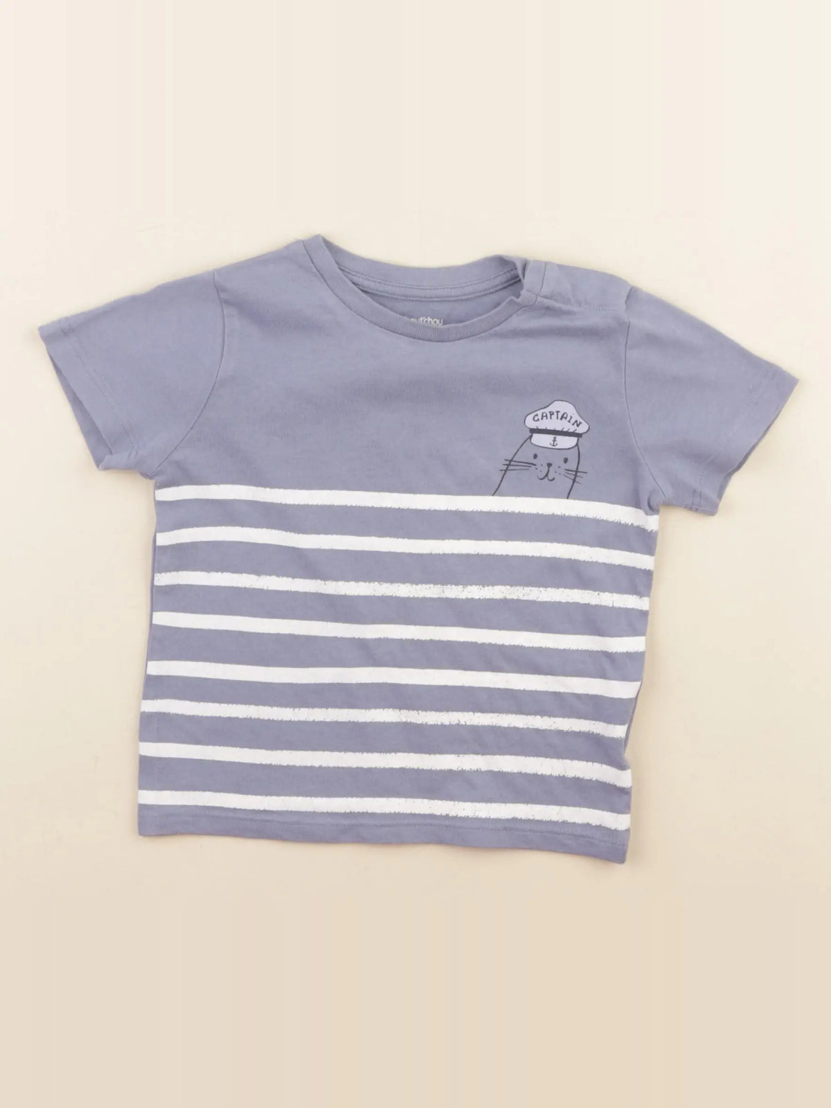 Boutchou - tee-shirt bleu, blanc - 12 mois