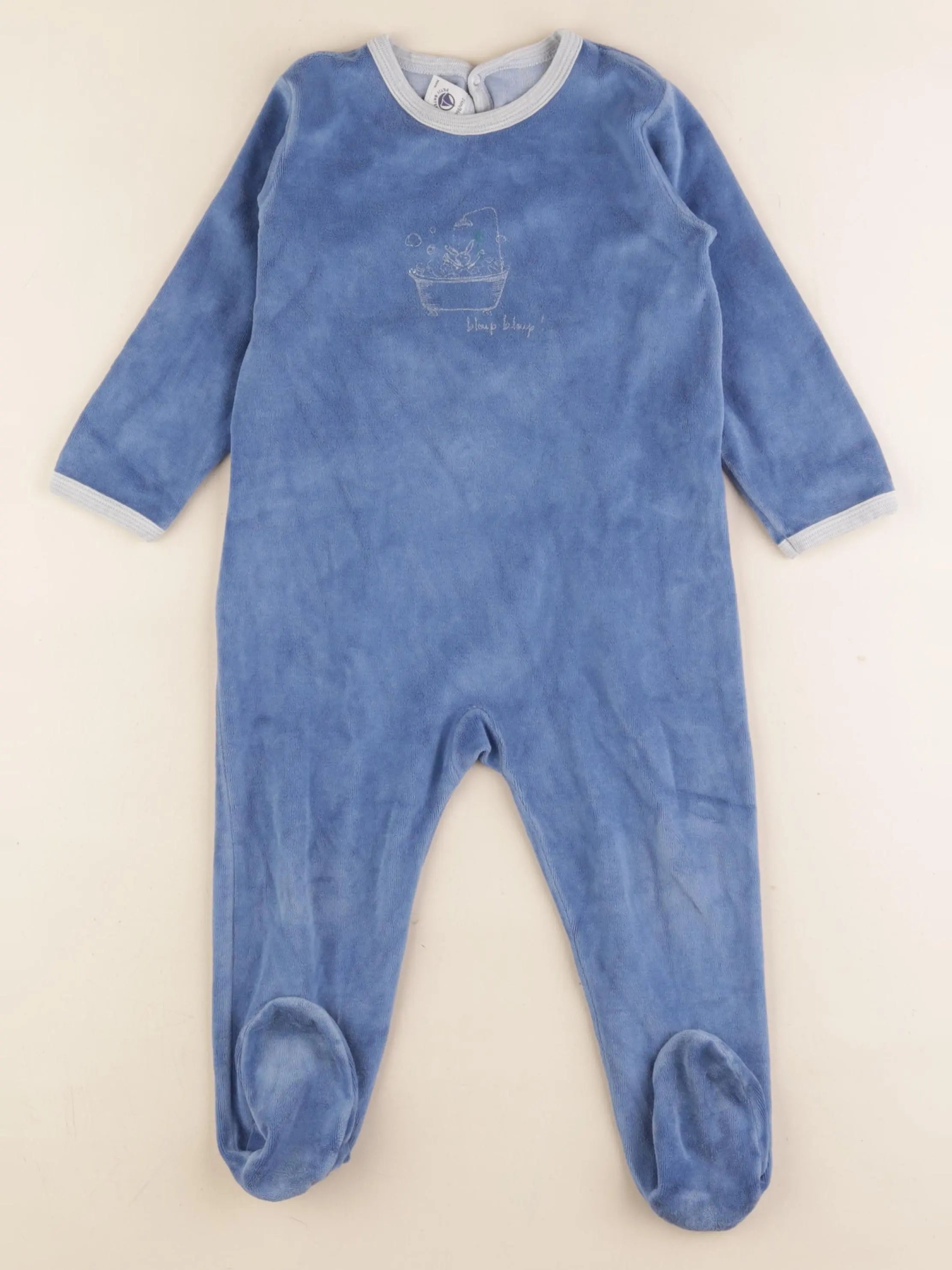 Petit Bateau - pyjama velours bleu - 24 mois