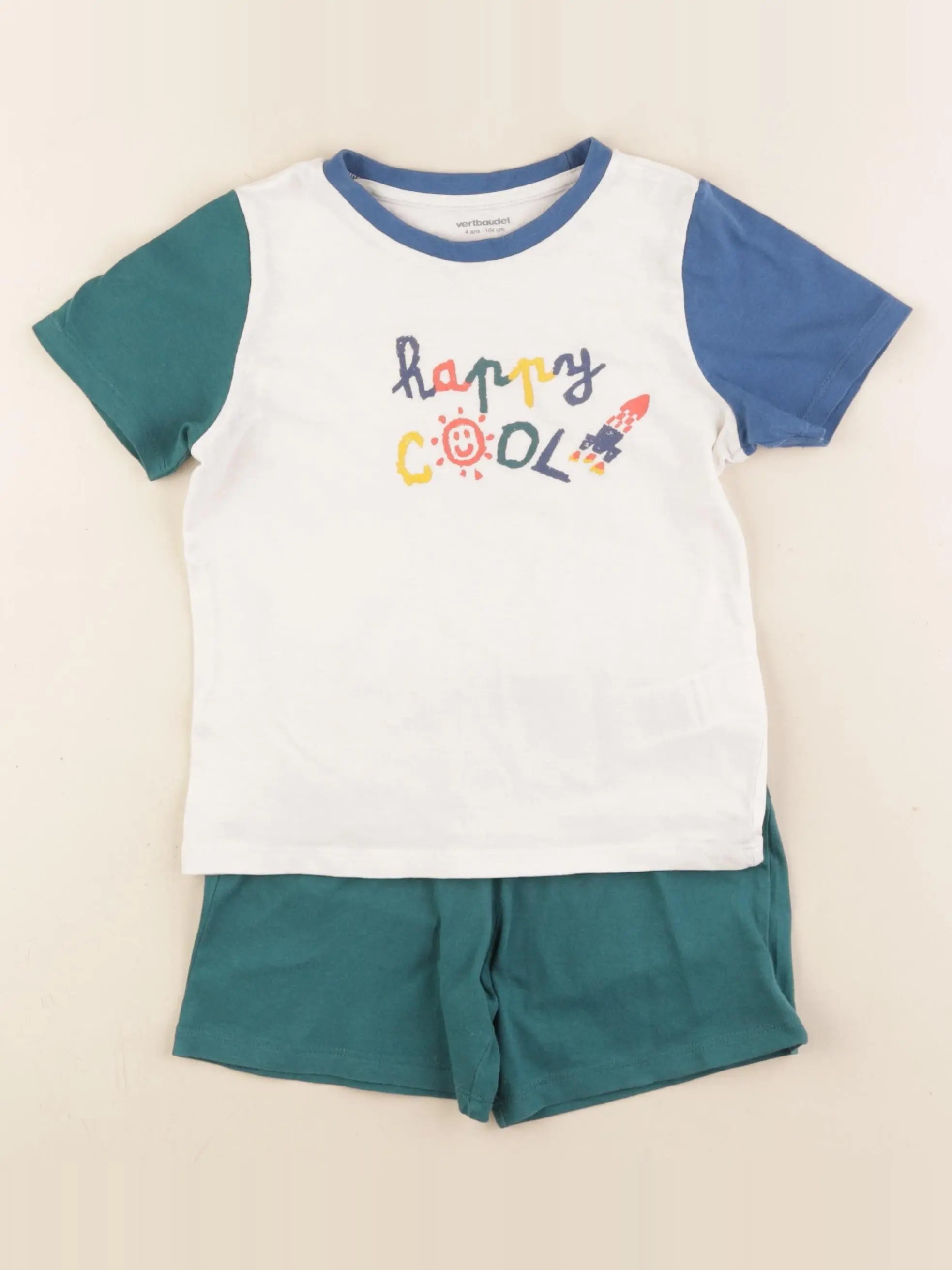 Vertbaudet - pyjama coton vert - 4 ans