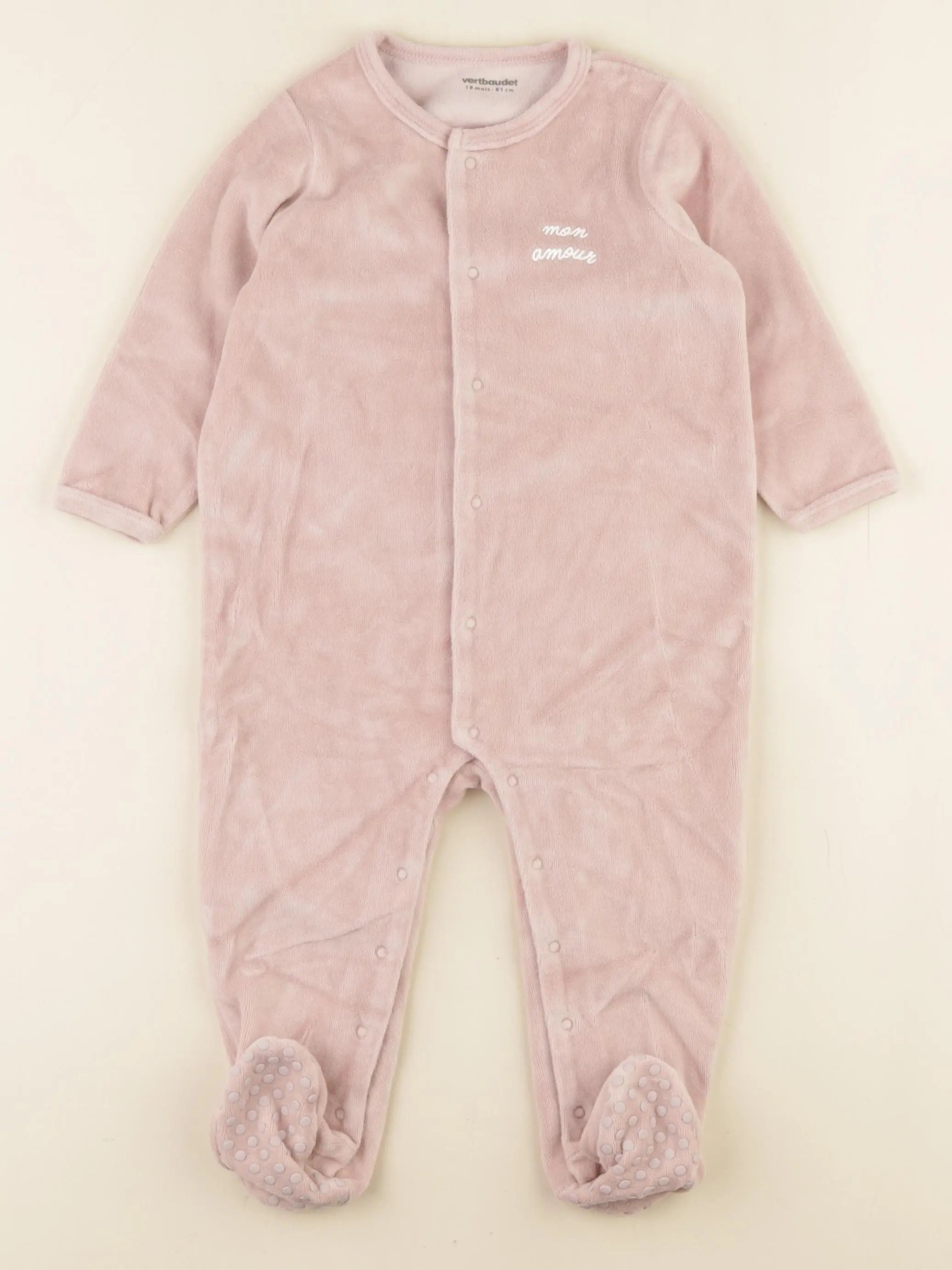 Vertbaudet - pyjama velours rose - 18 mois