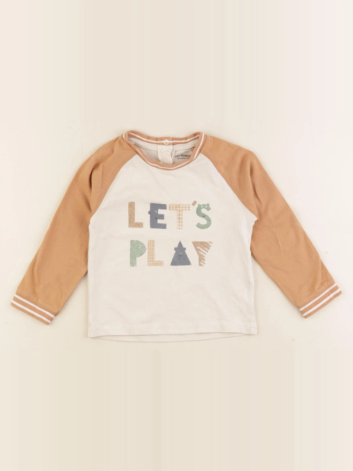 Vertbaudet - tee-shirt beige, marron - 18 mois