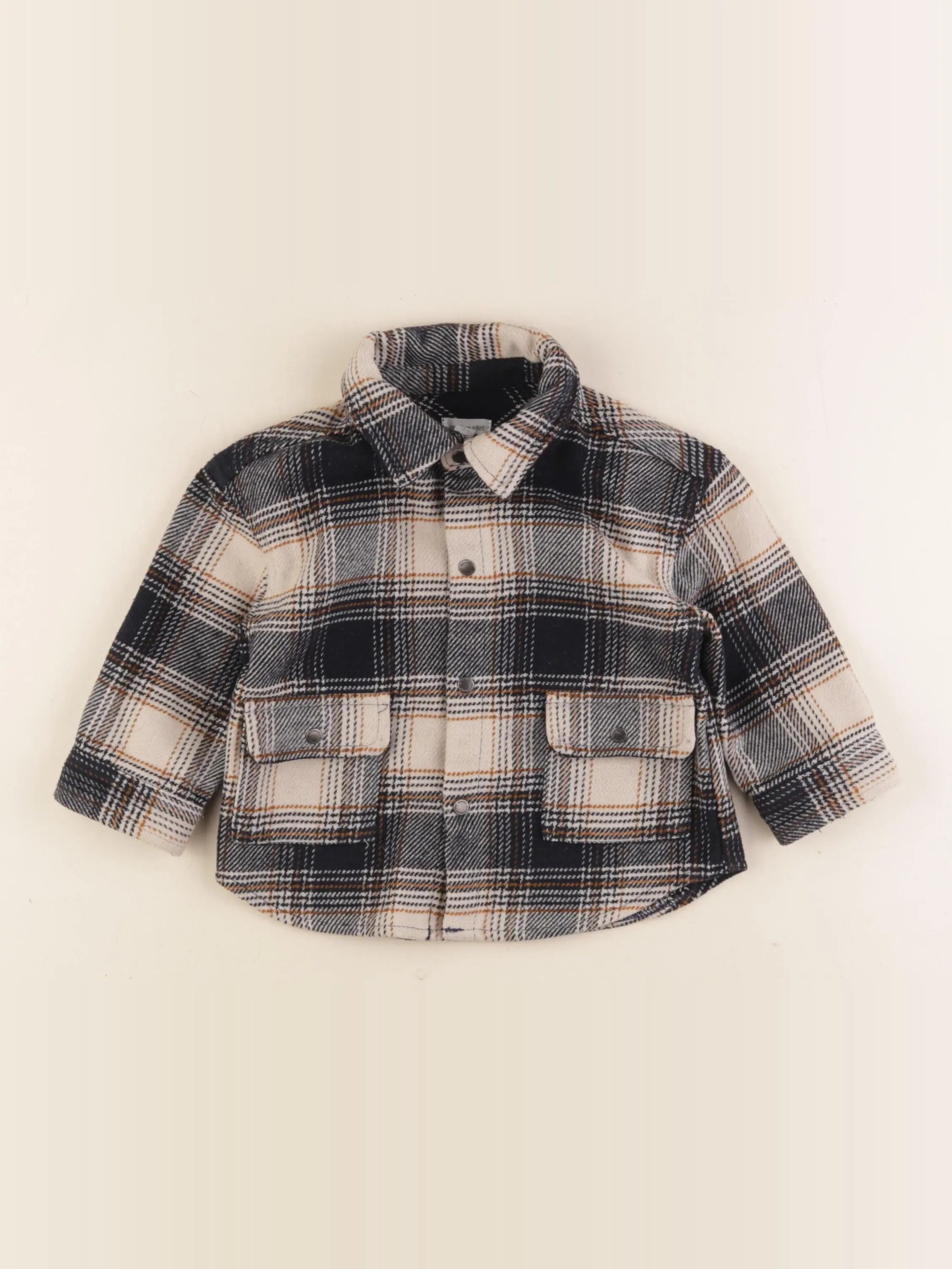 Vertbaudet - sur-chemise bleu, beige - 12 mois
