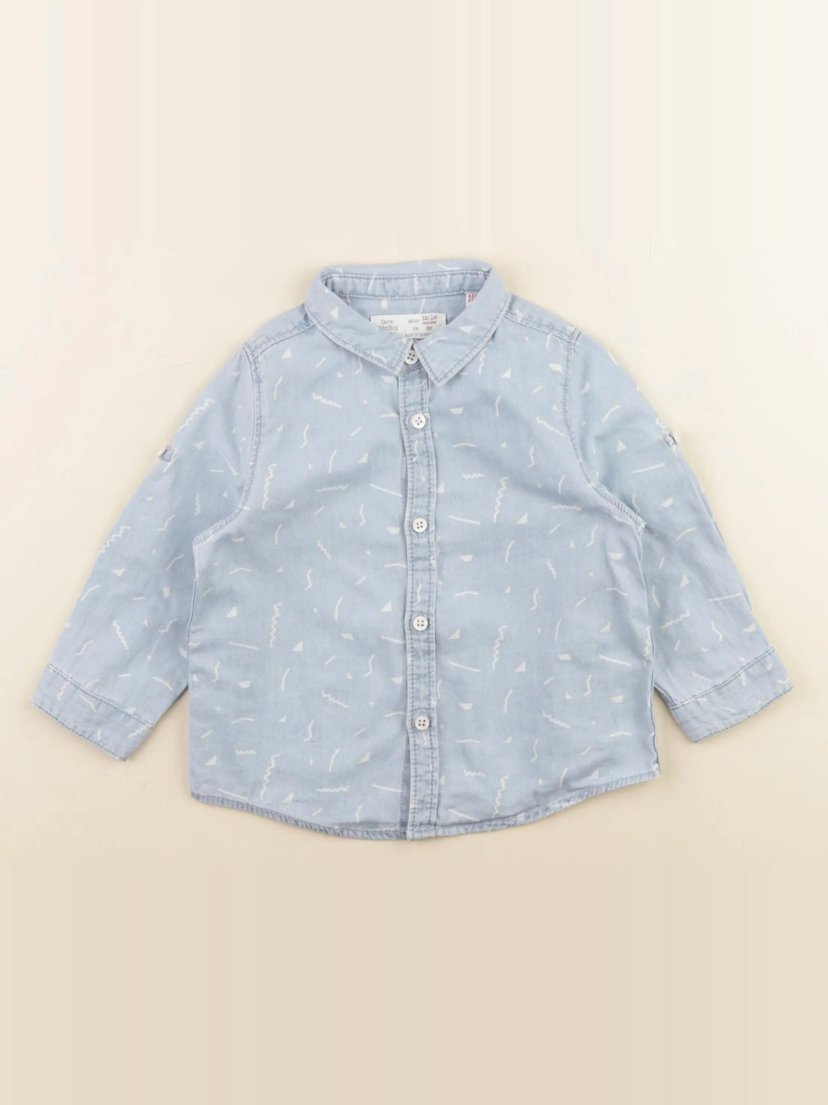 Zara - chemise bleu, blanc - 12/18 mois