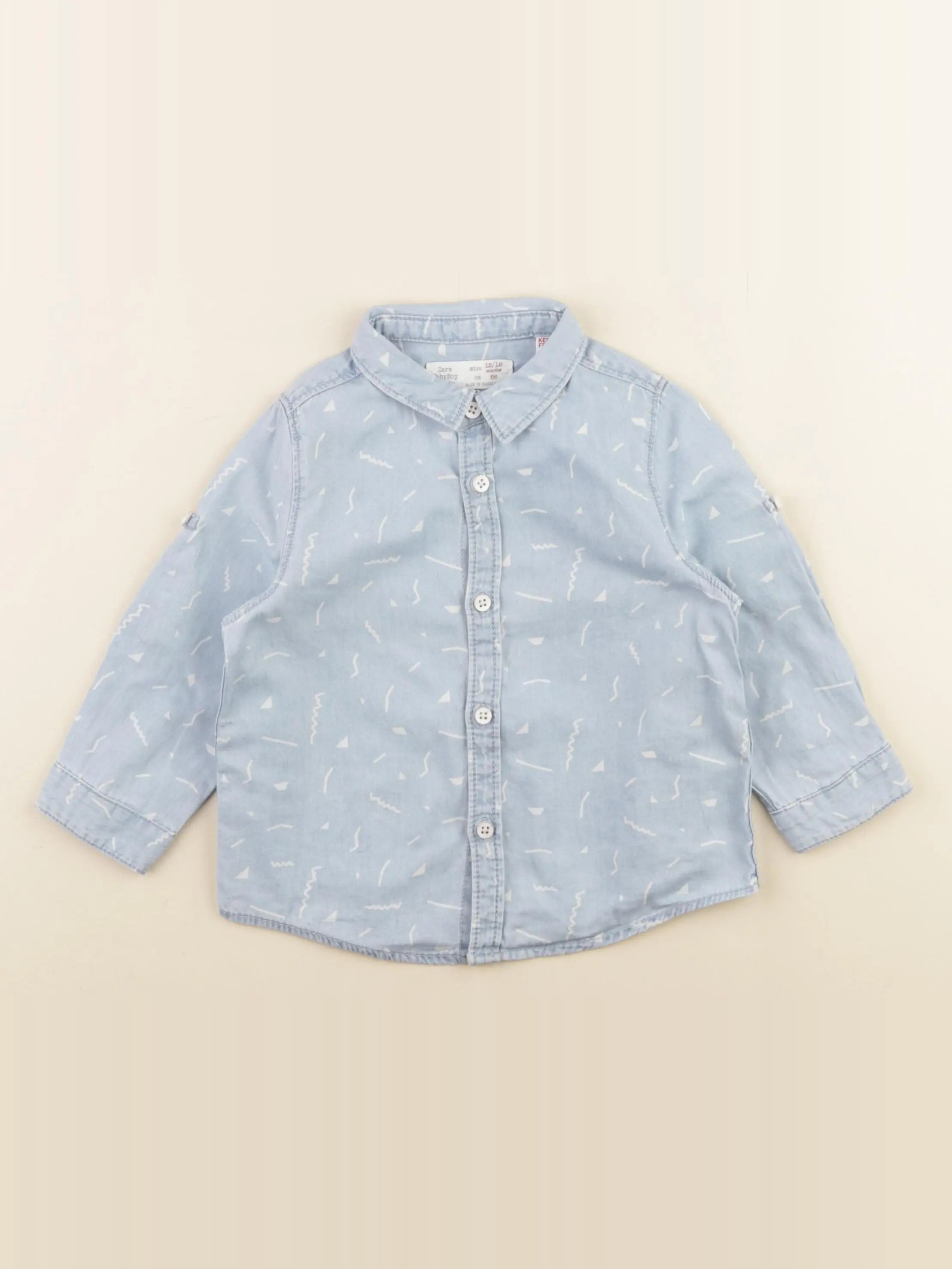 Zara - chemise bleu, blanc - 12/18 mois