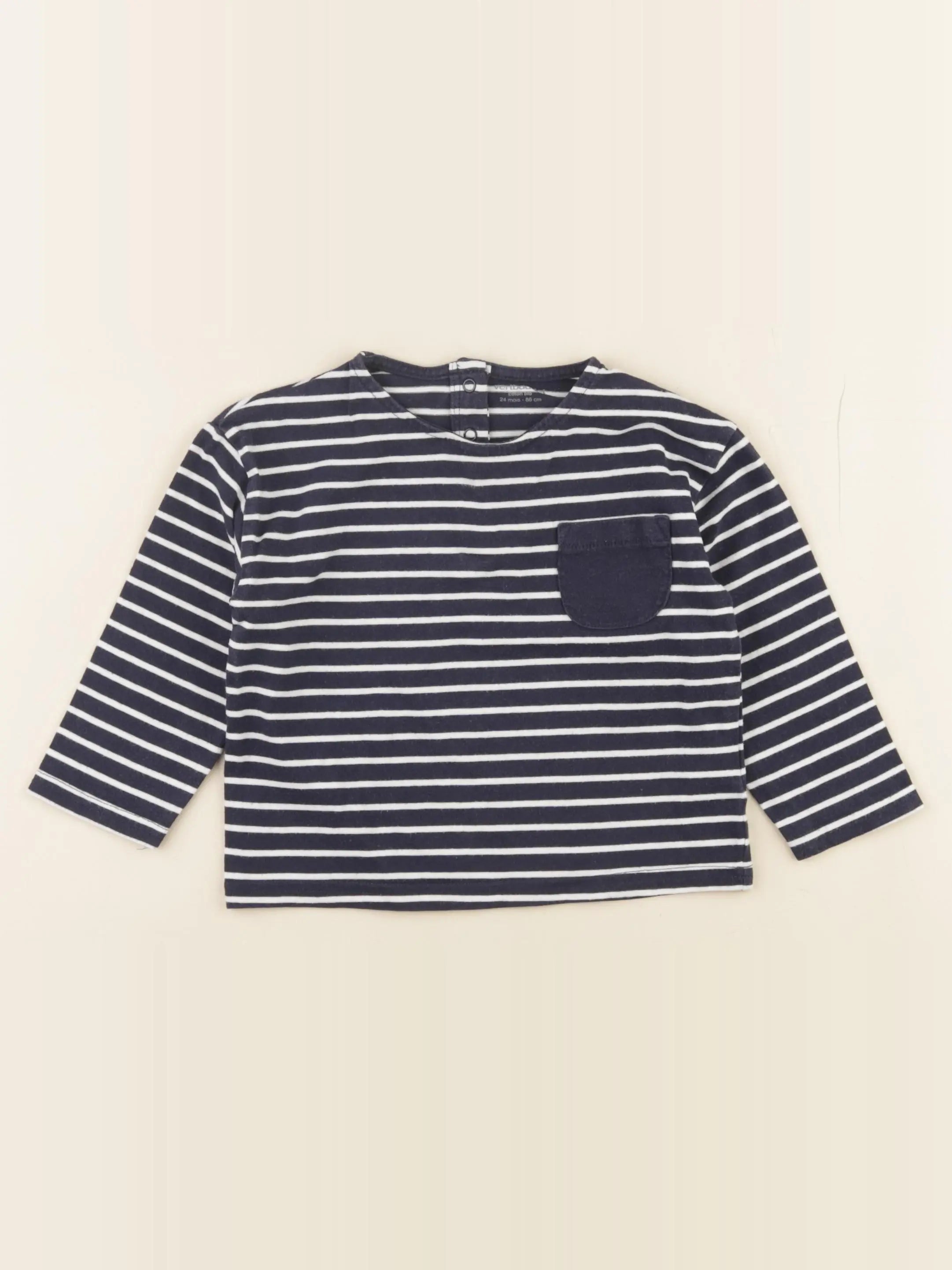 Vertbaudet - tee-shirt bleu, blanc - 24 mois