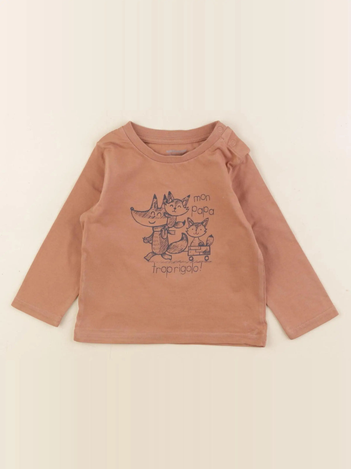 Vertbaudet - tee-shirt marron - 12 mois