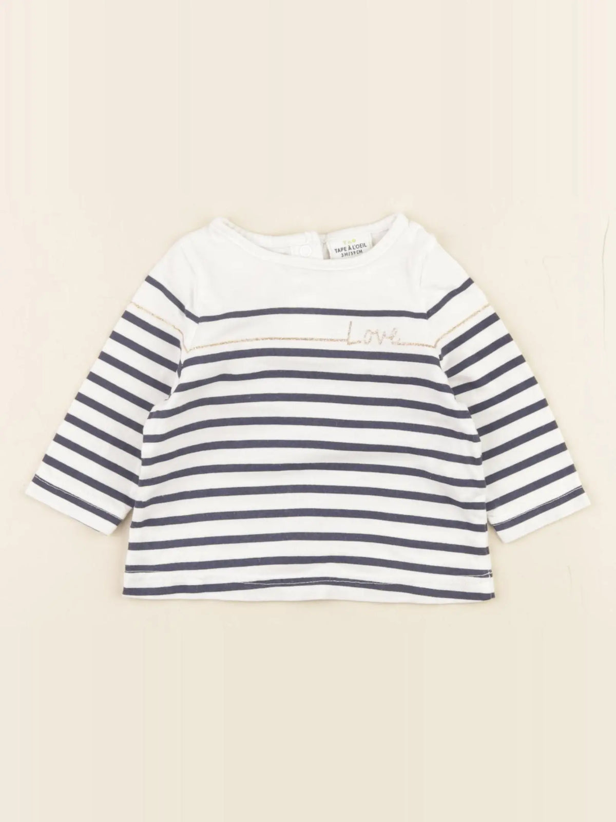 Tape à l'oeil - tee-shirt blanc, bleu - 3 mois