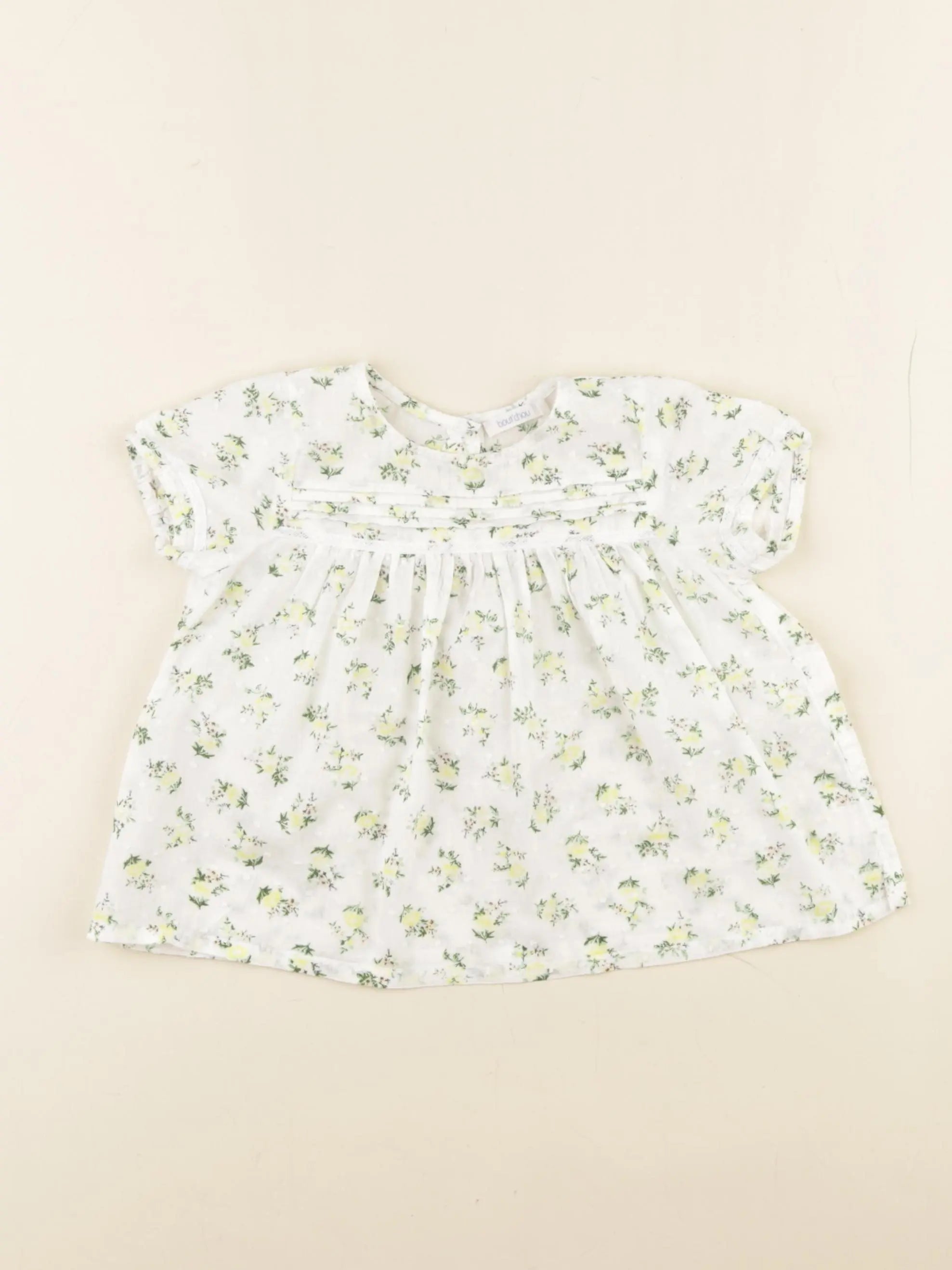 Boutchou - blouse blanc, vert - 12 mois