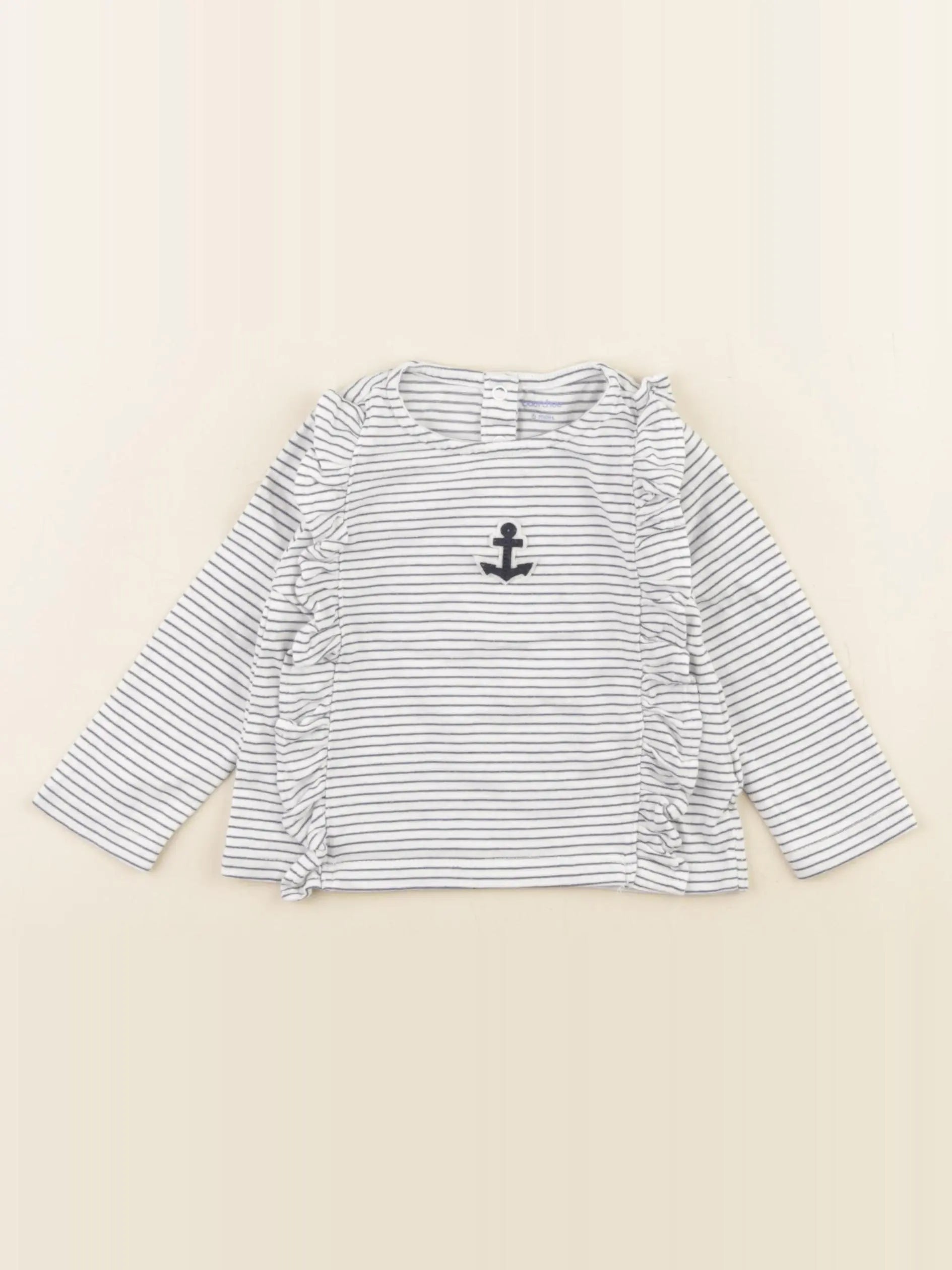 Boutchou - tee-shirt blanc, bleu - 6 mois