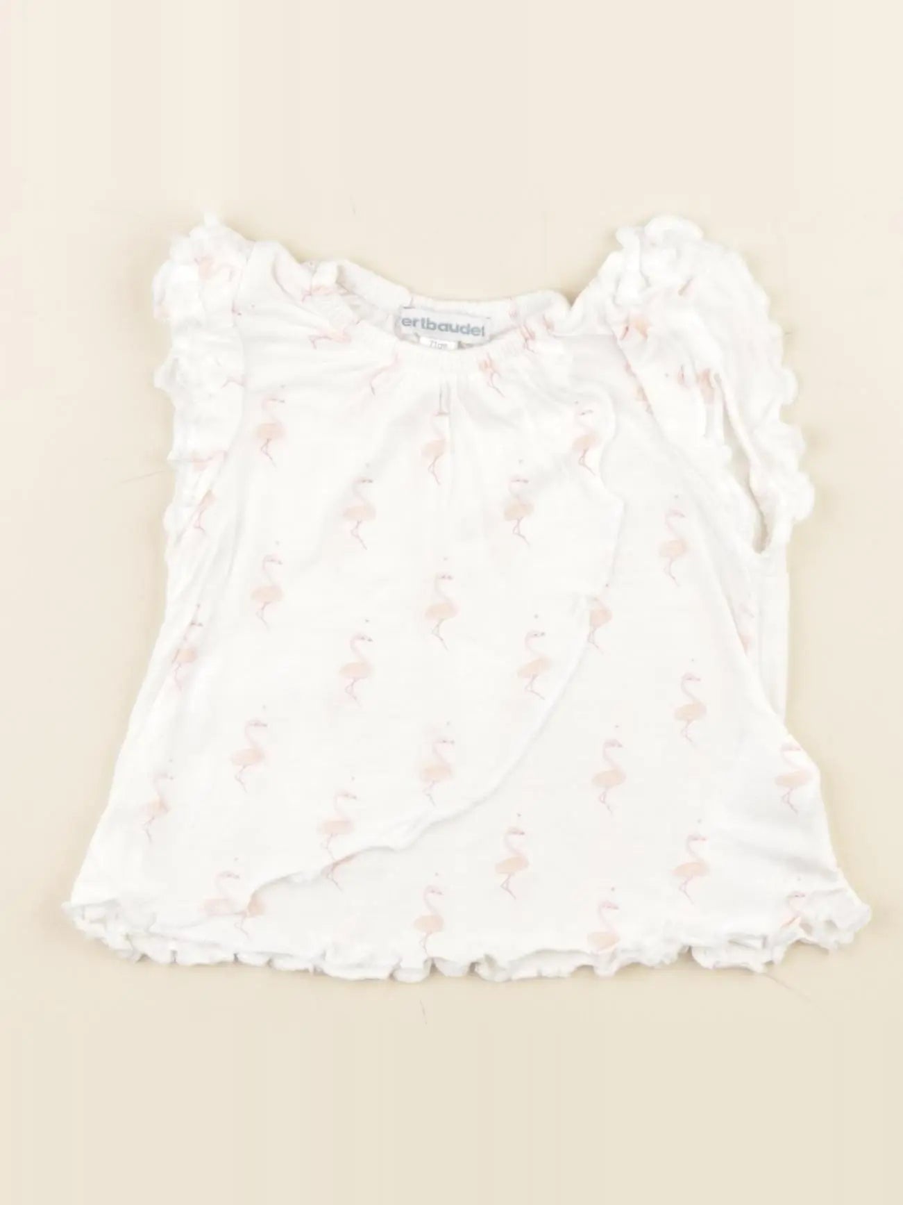 Vertbaudet - tee-shirt rose, blanc - 9 mois