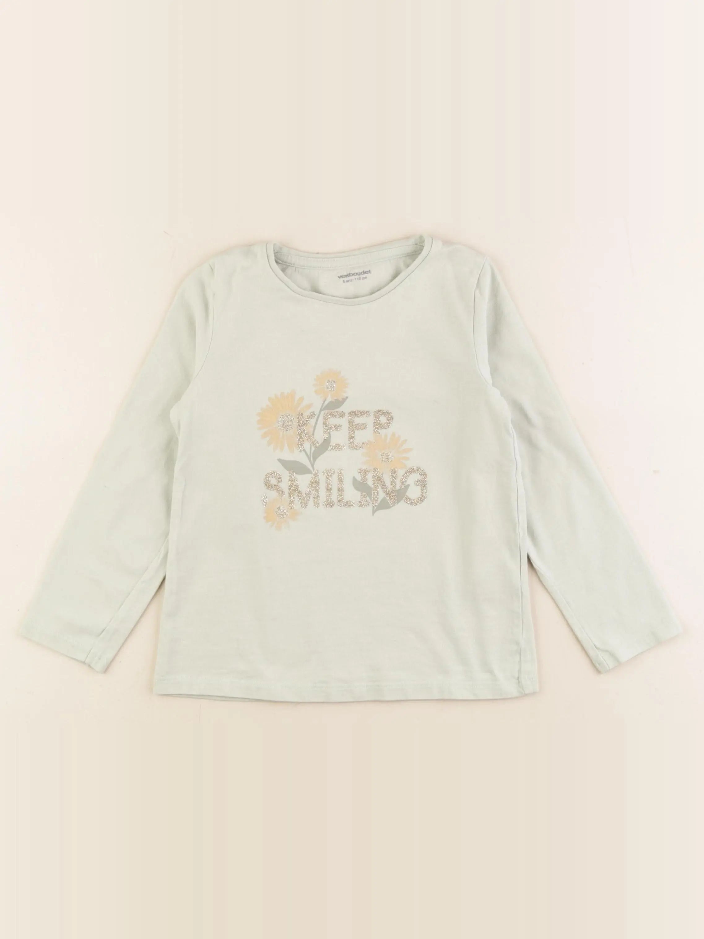 Vertbaudet - tee-shirt or, vert - 5 ans