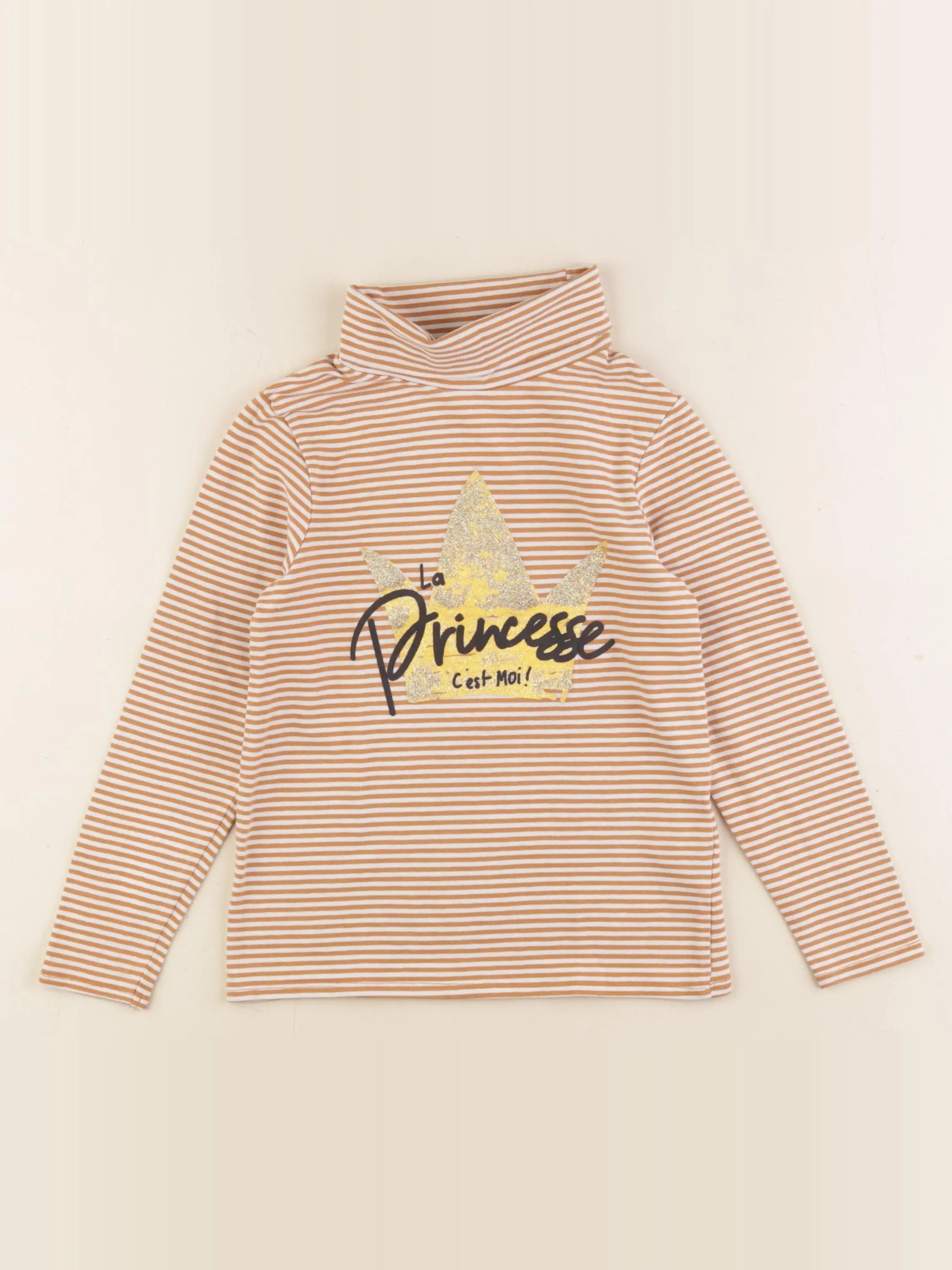 Vertbaudet - sous-pull jaune, blanc - 6 ans