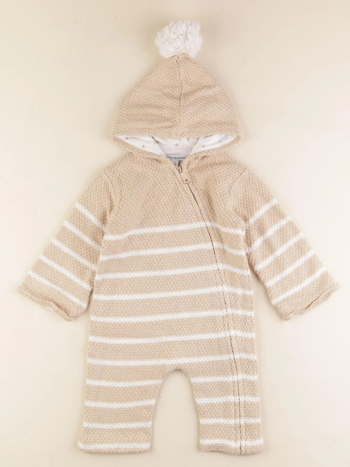 Vertbaudet - combi-pilote beige, blanc - 18 mois