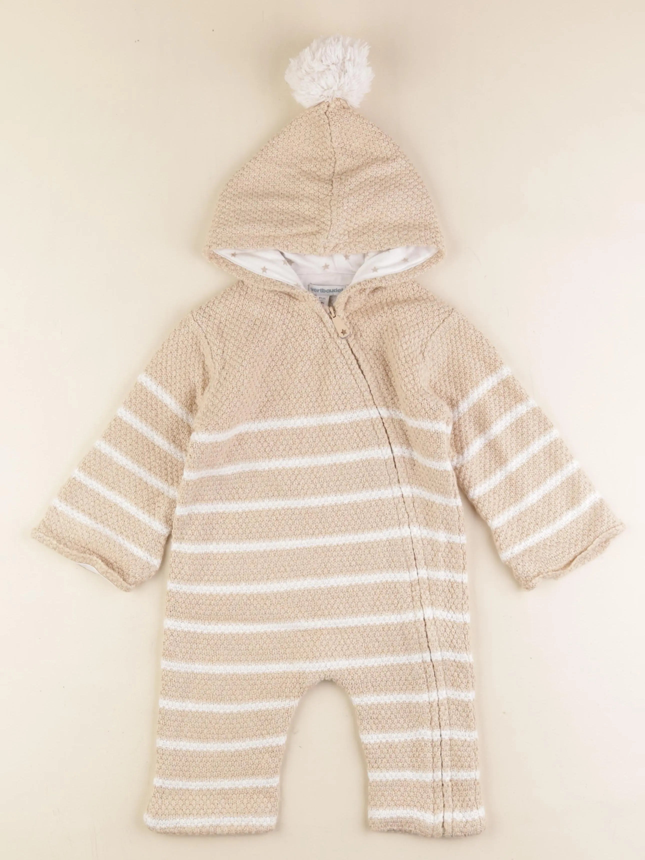 Vertbaudet - combi-pilote beige, blanc - 18 mois