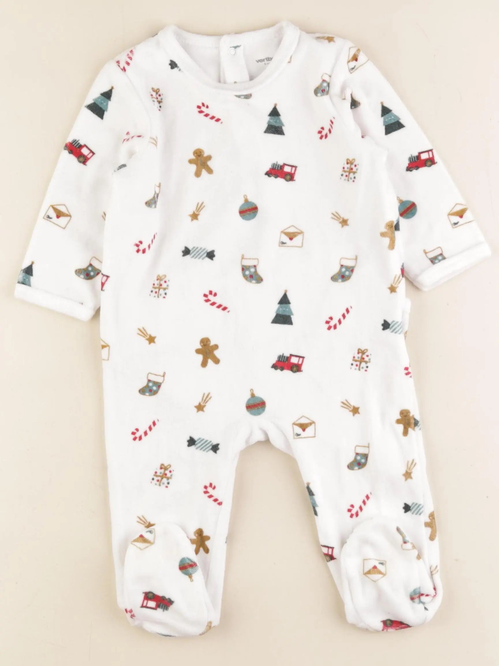 Vertbaudet - pyjama velours multicolore - 9 mois