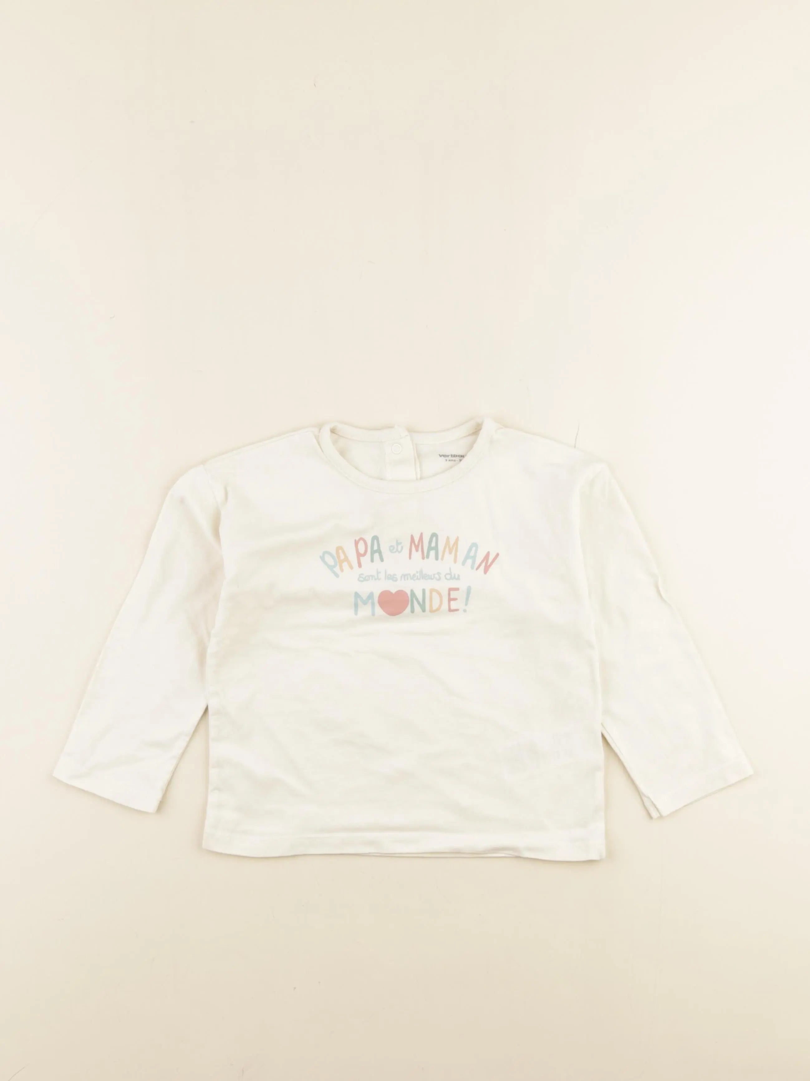 Vertbaudet - tee-shirt beige - 3 ans